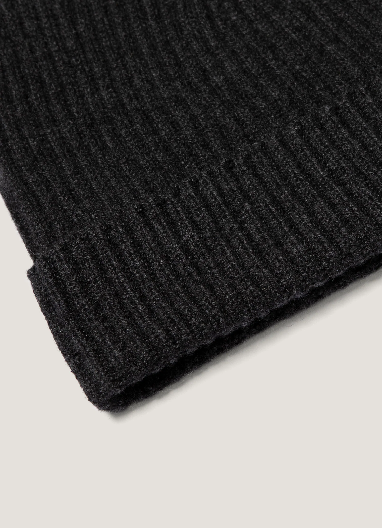 Cashmere Ribbed Hat in Charcoal Melange - Image 2
