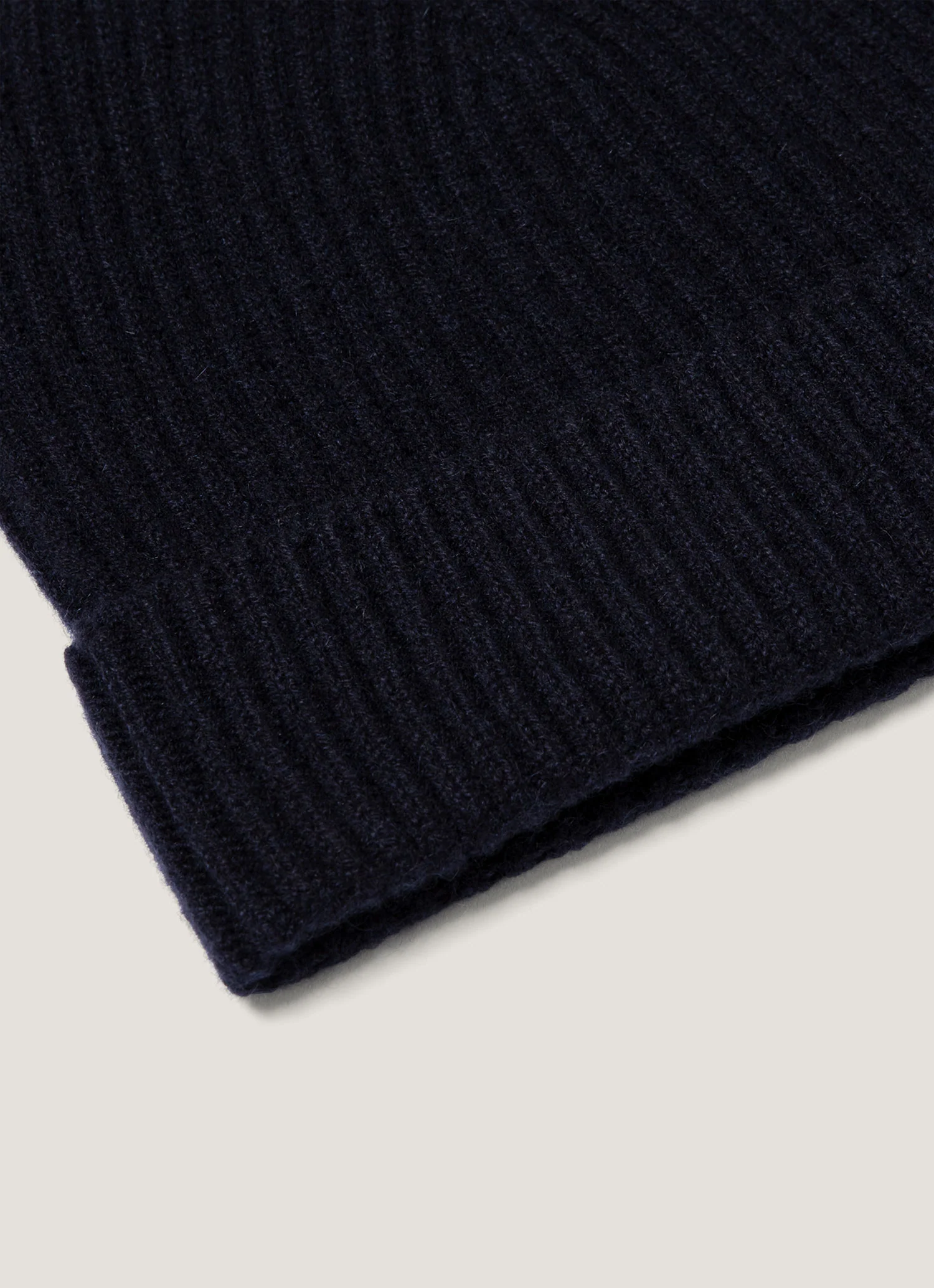 Cashmere Ribbed Hat in Navy - Image 2