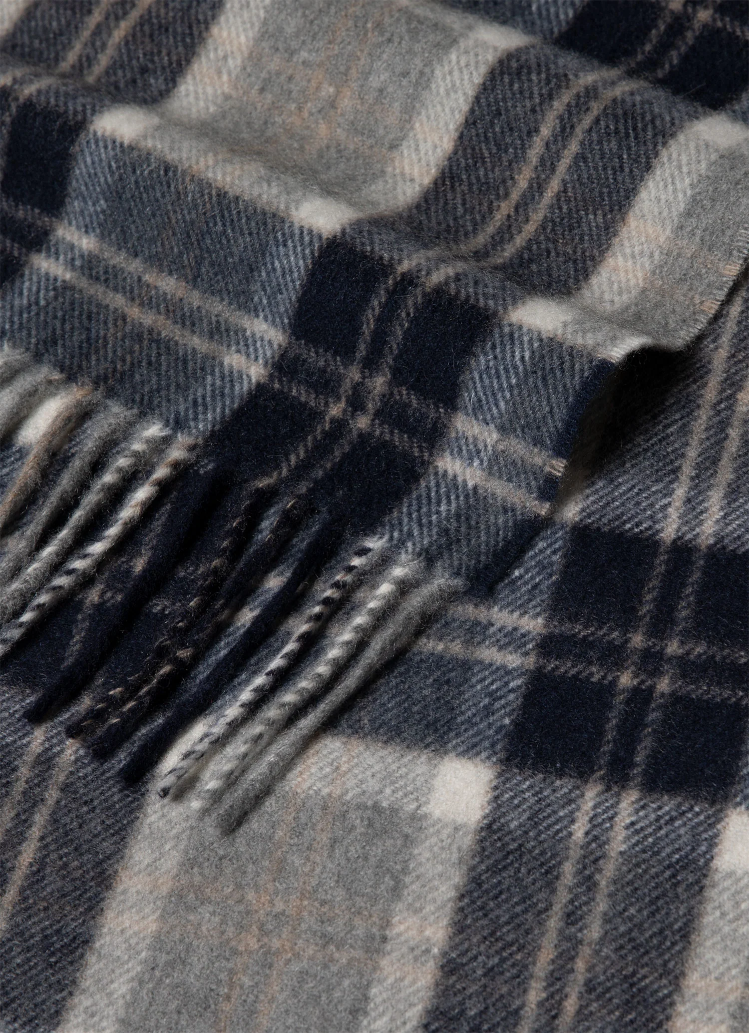 Cashmere Scarf in Navy Check - Image 2