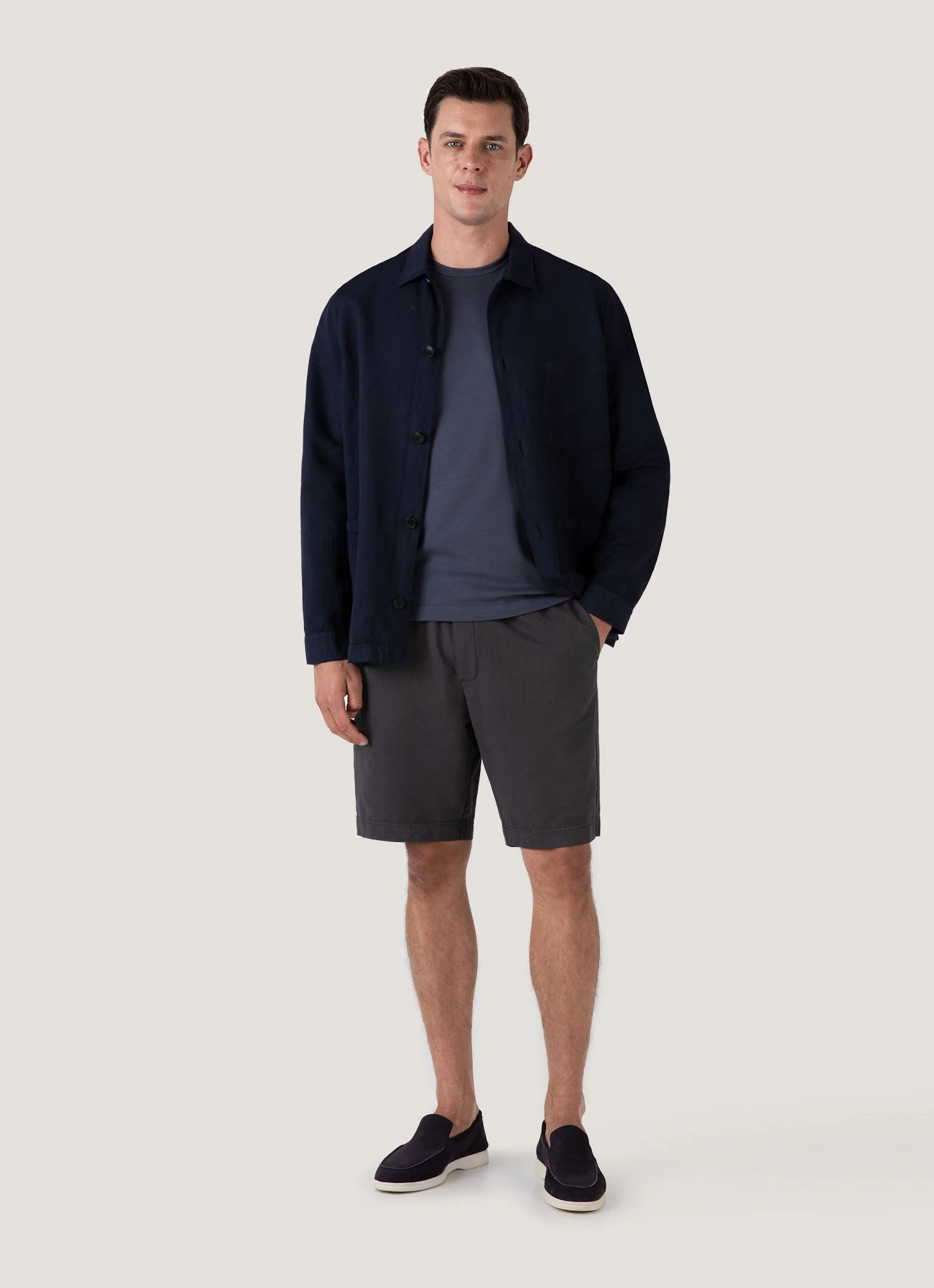 Men's Cotton Linen Drawstring Short in Charcoal - Image 3
