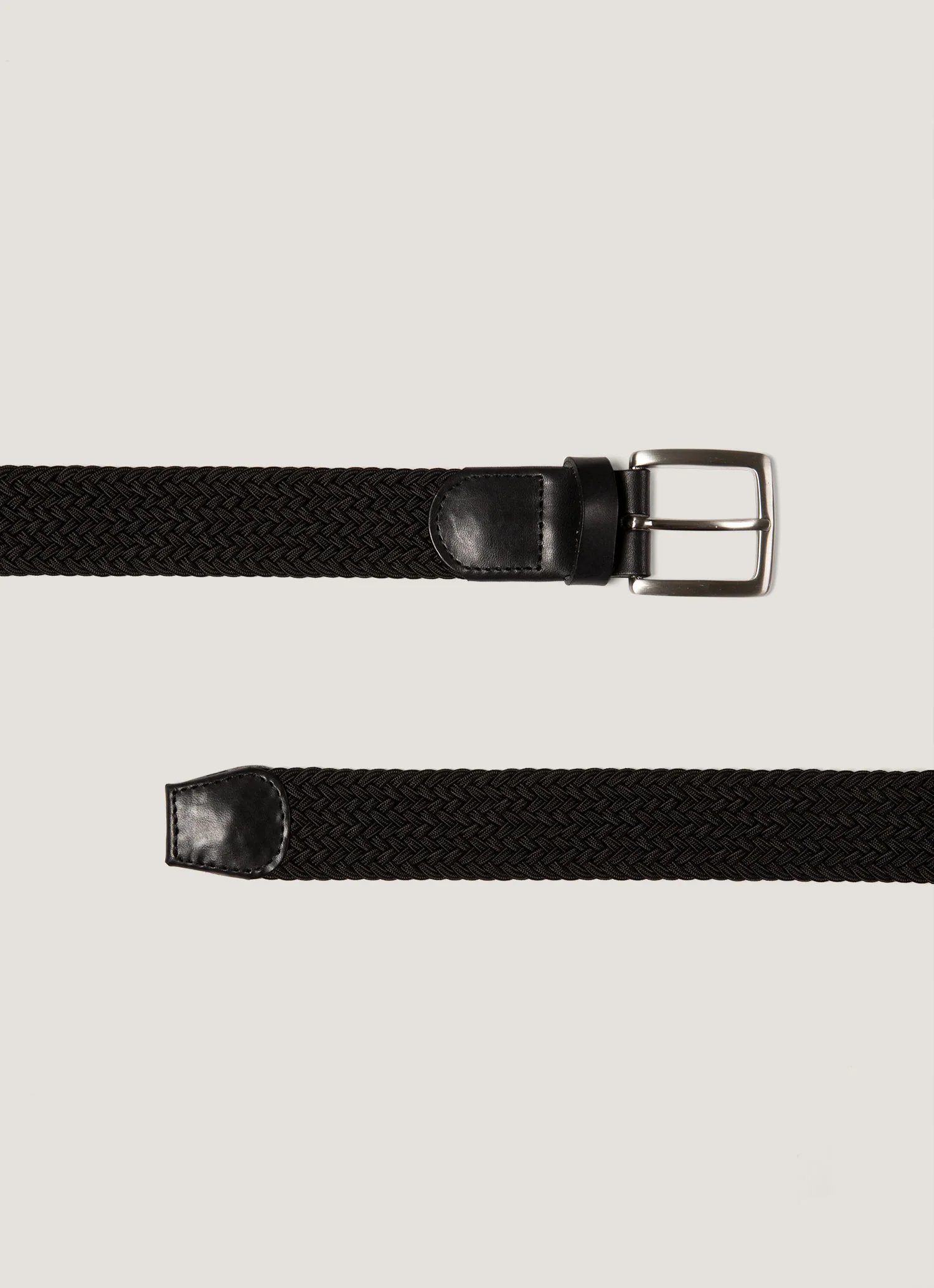 Men's Elasticated Braided Belt in Black - Image 2