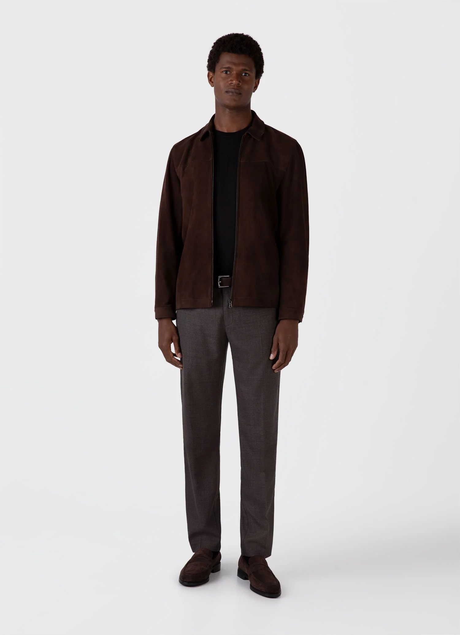 Men's Suede Harrington Jacket in Cocoa - Image 3