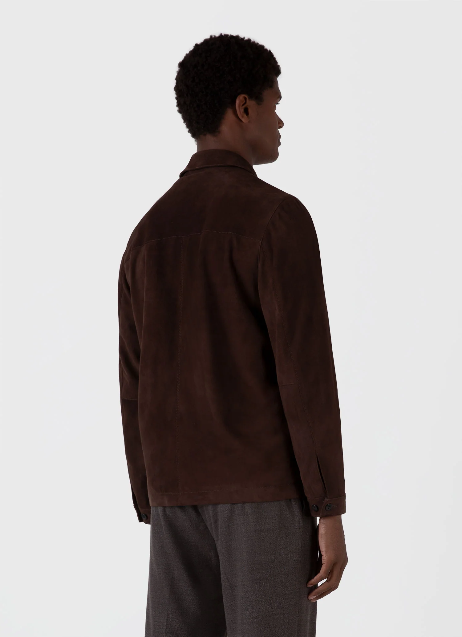 Men's Suede Harrington Jacket in Cocoa - Image 4