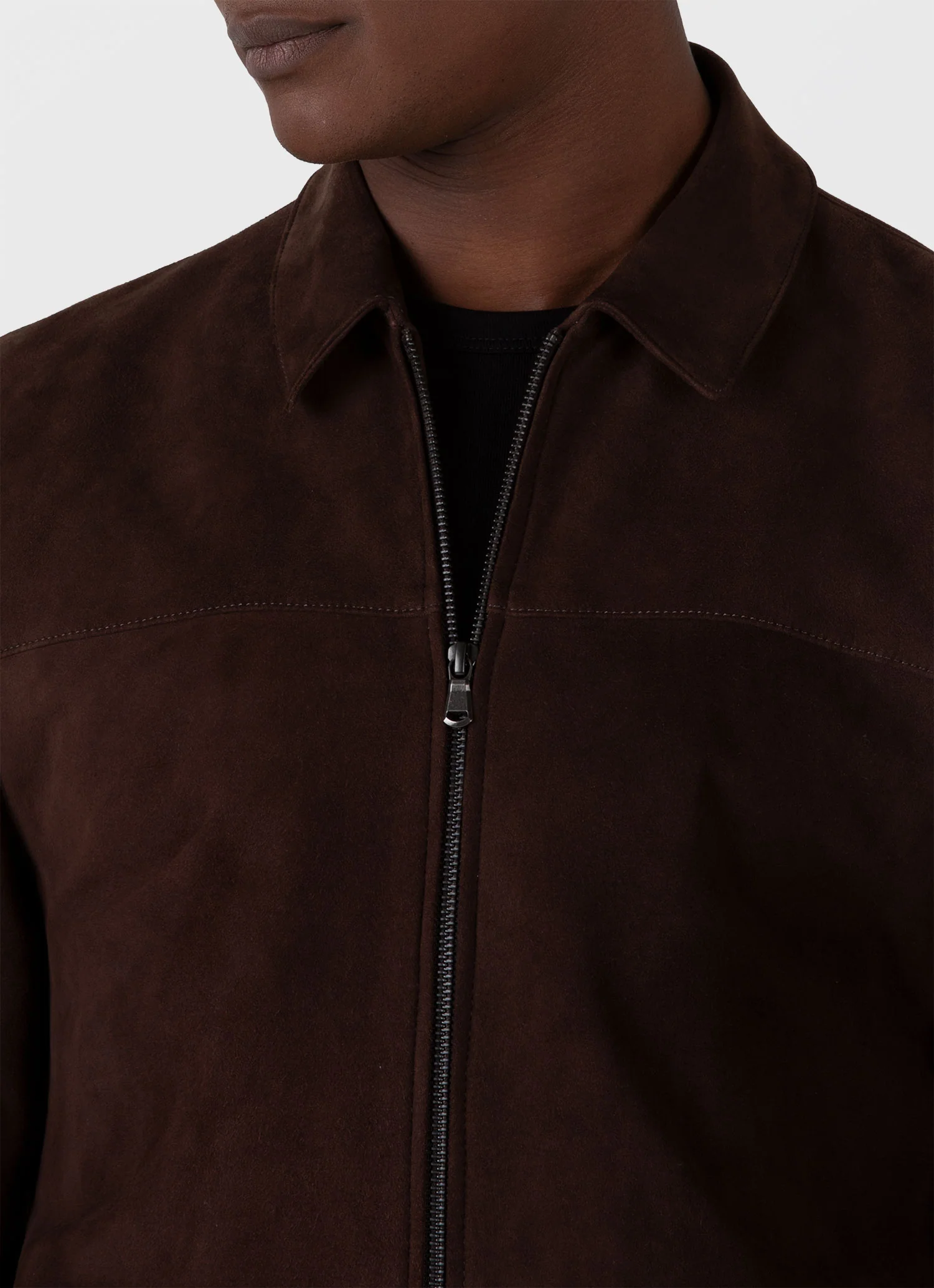 Men's Suede Harrington Jacket in Cocoa - Image 5