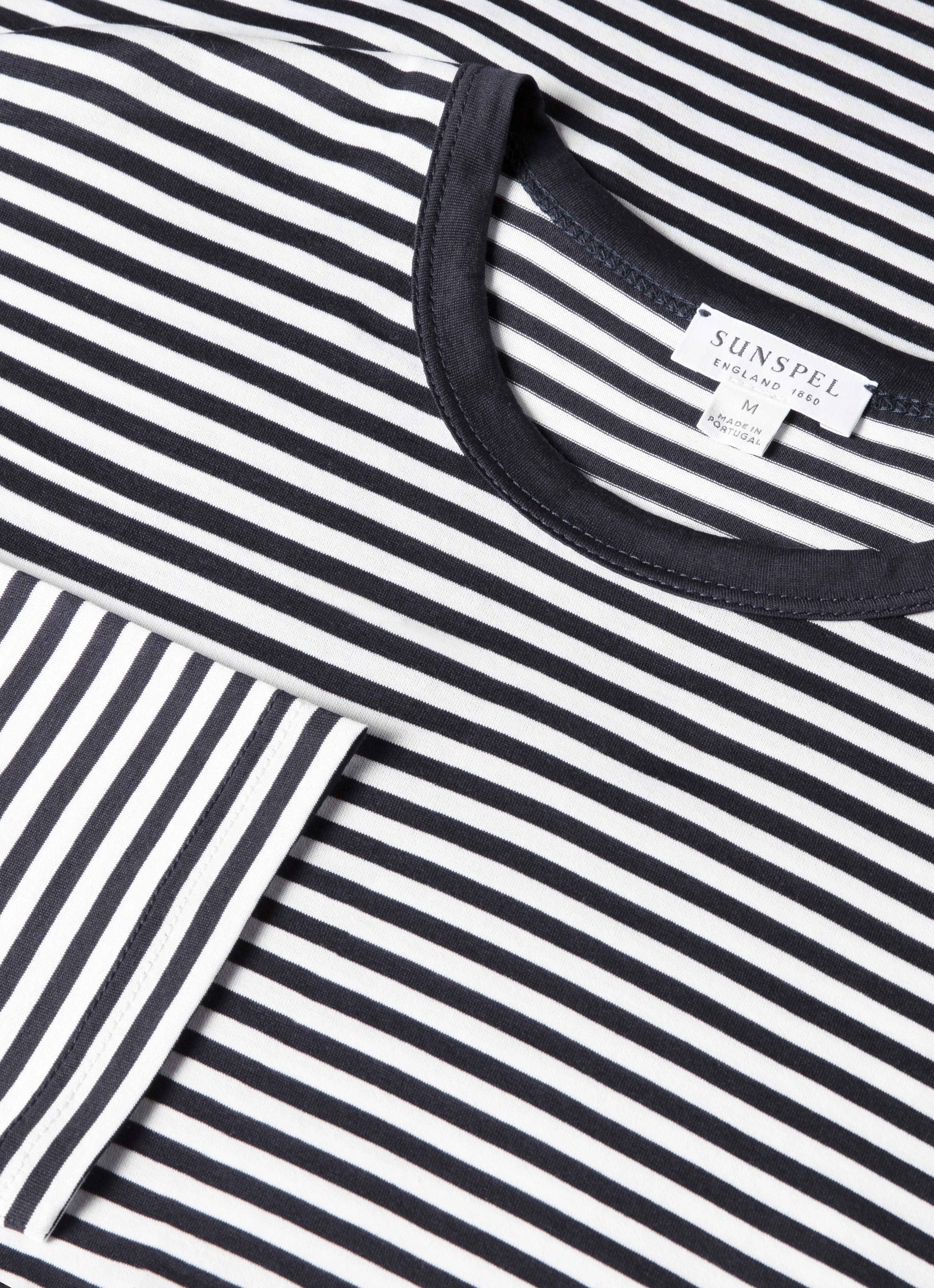Men's Classic Long Sleeve T-shirt in Navy/White English Stripe - Image 4