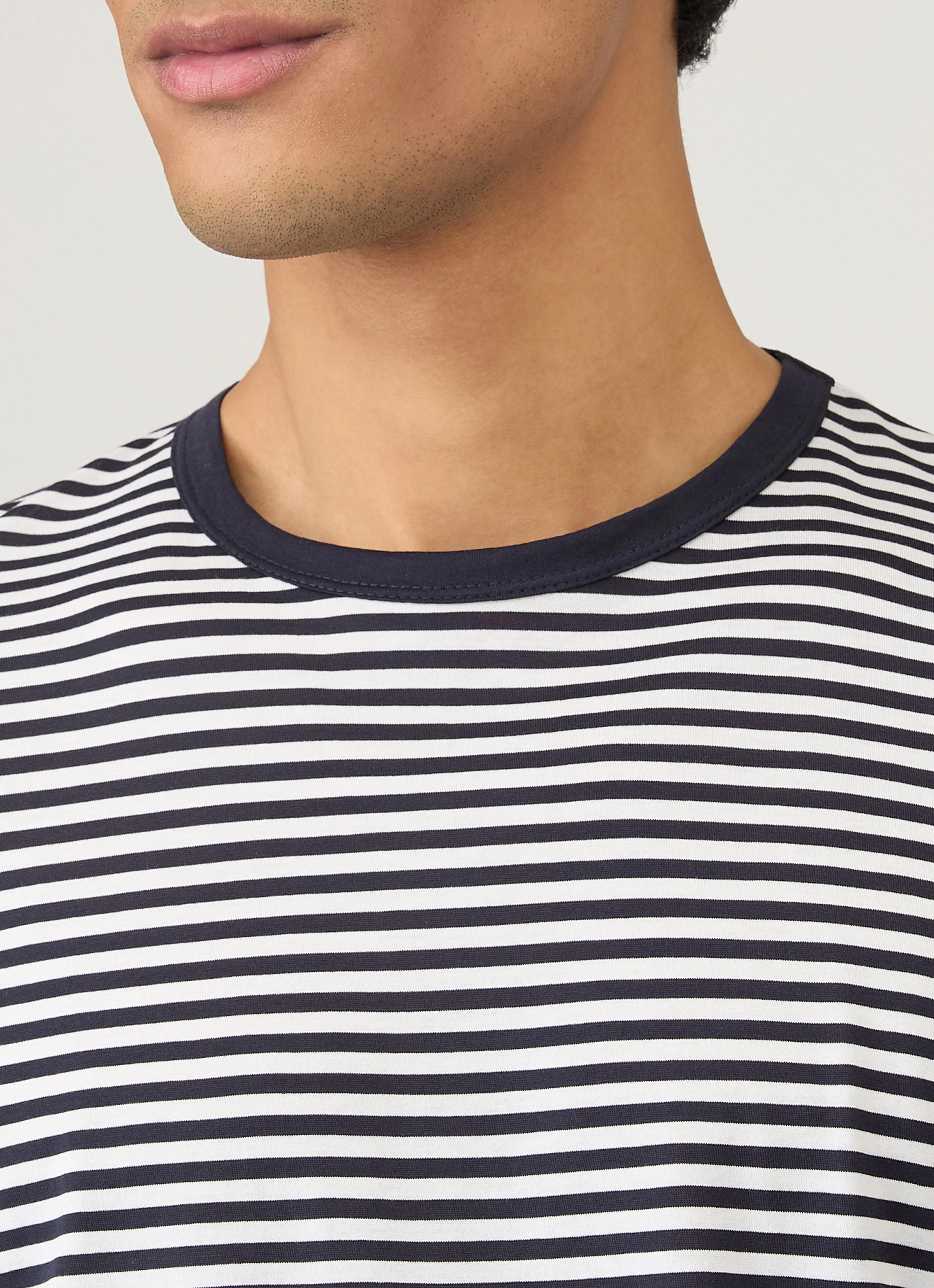 Men's Classic Long Sleeve T-shirt in Navy/White English Stripe - Image 6