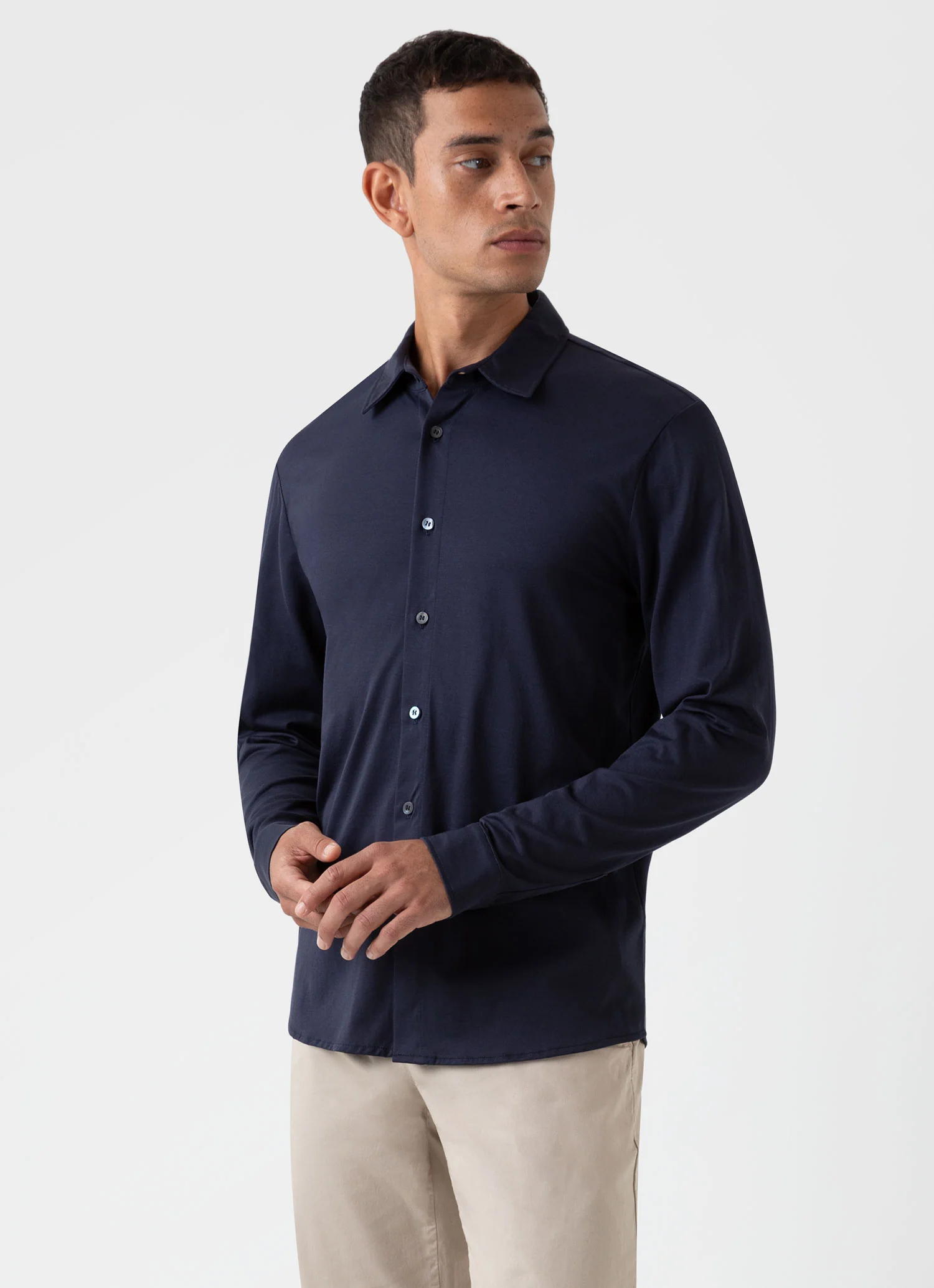 Men's Classic Jersey Shirt in Navy - Image 2