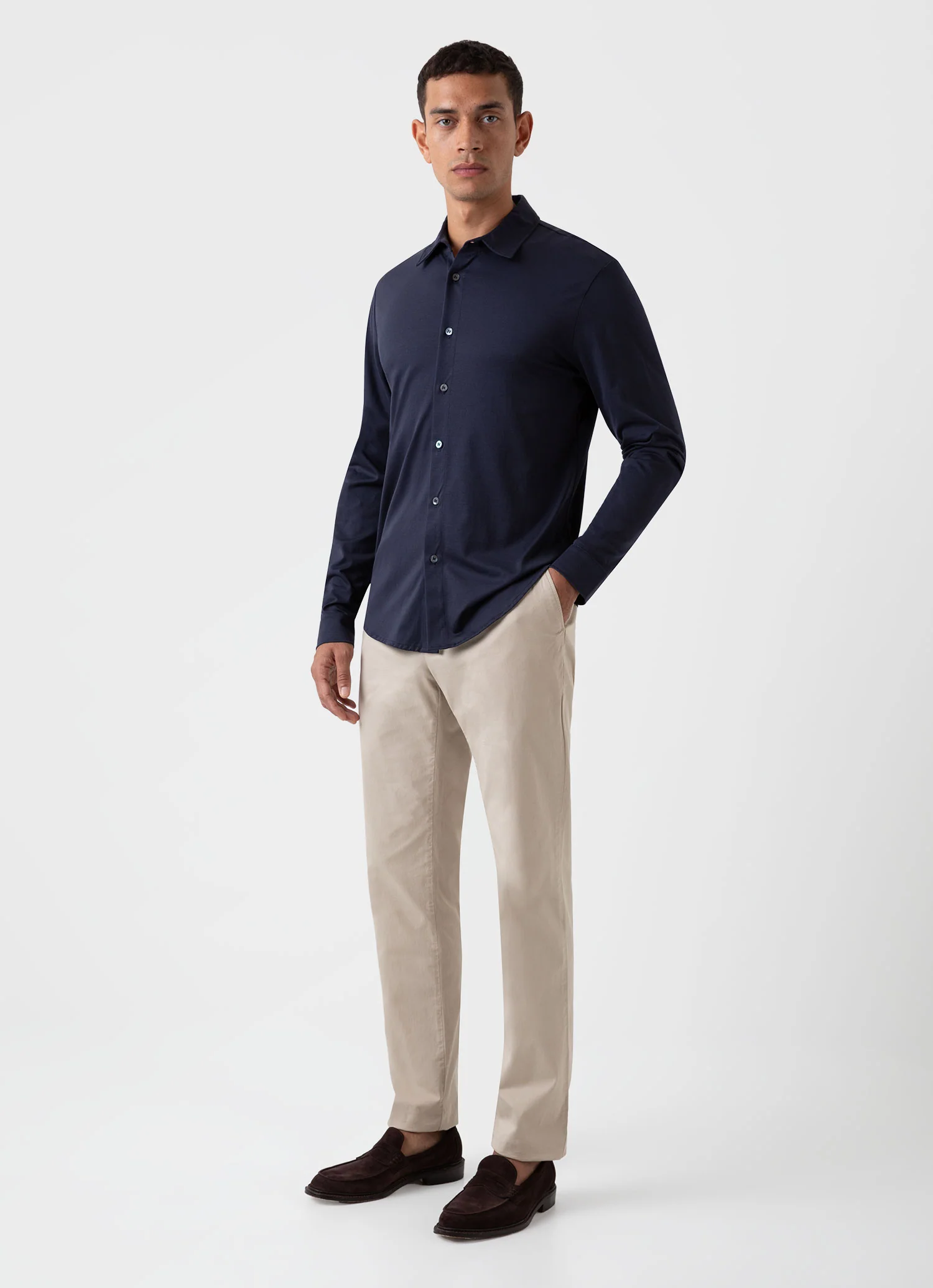 Men's Classic Jersey Shirt in Navy - Image 3