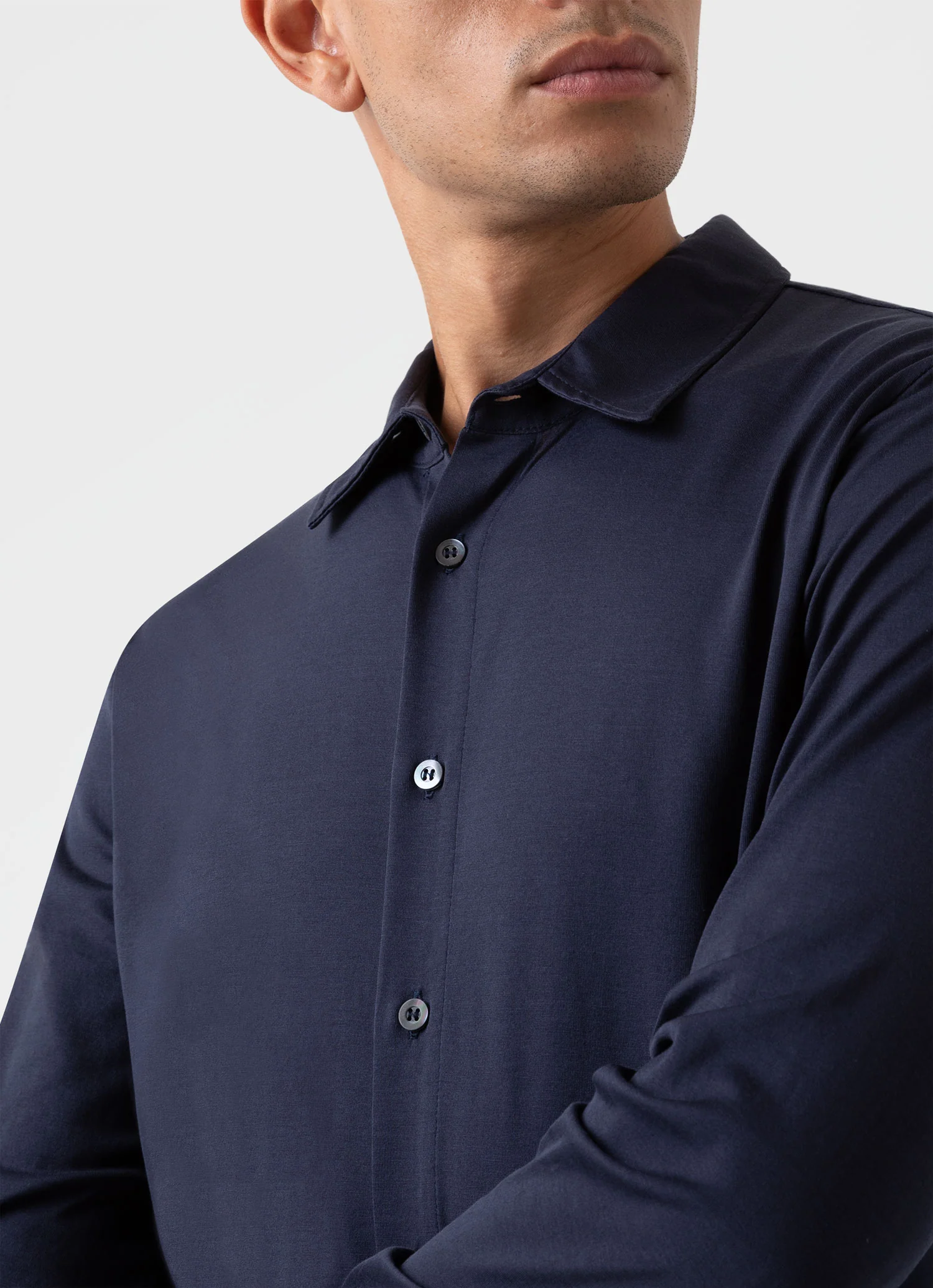Men's Classic Jersey Shirt in Navy - Image 5