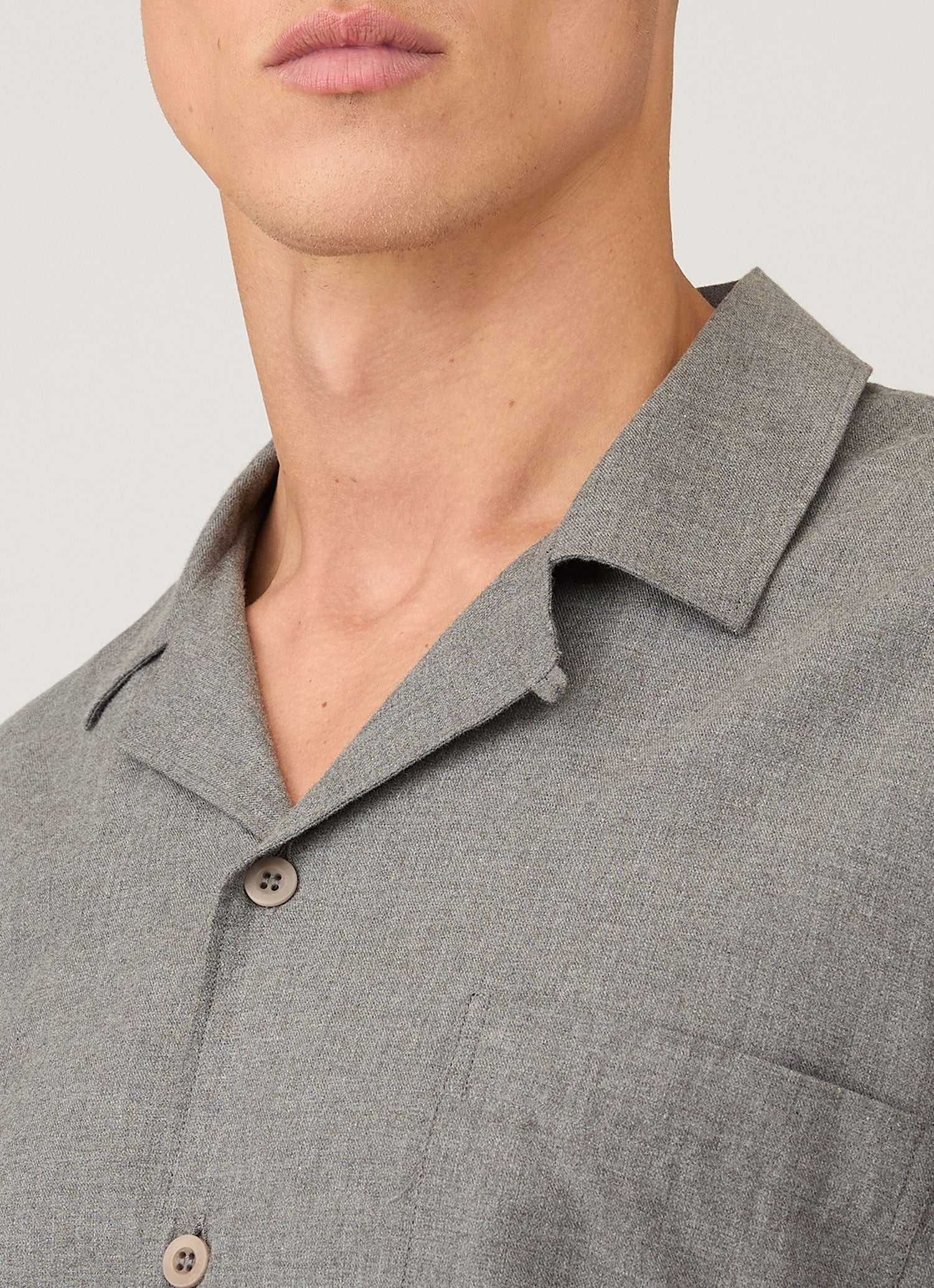 Men's Cotton Flannel Pyjama Shirt in Mid Grey Melange - Image 6
