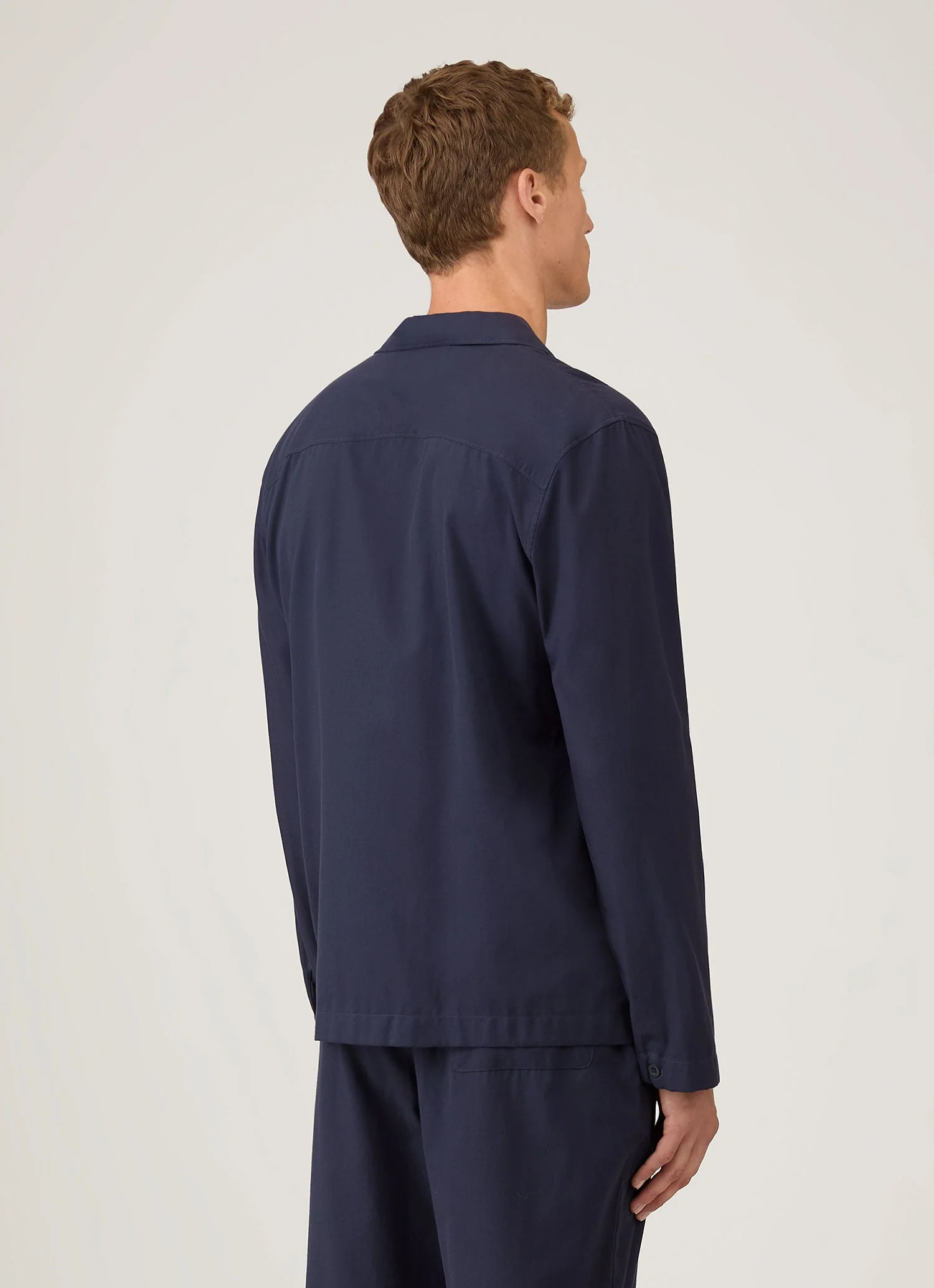 Men's Cotton Flannel Pyjama Shirt in Navy - Image 5