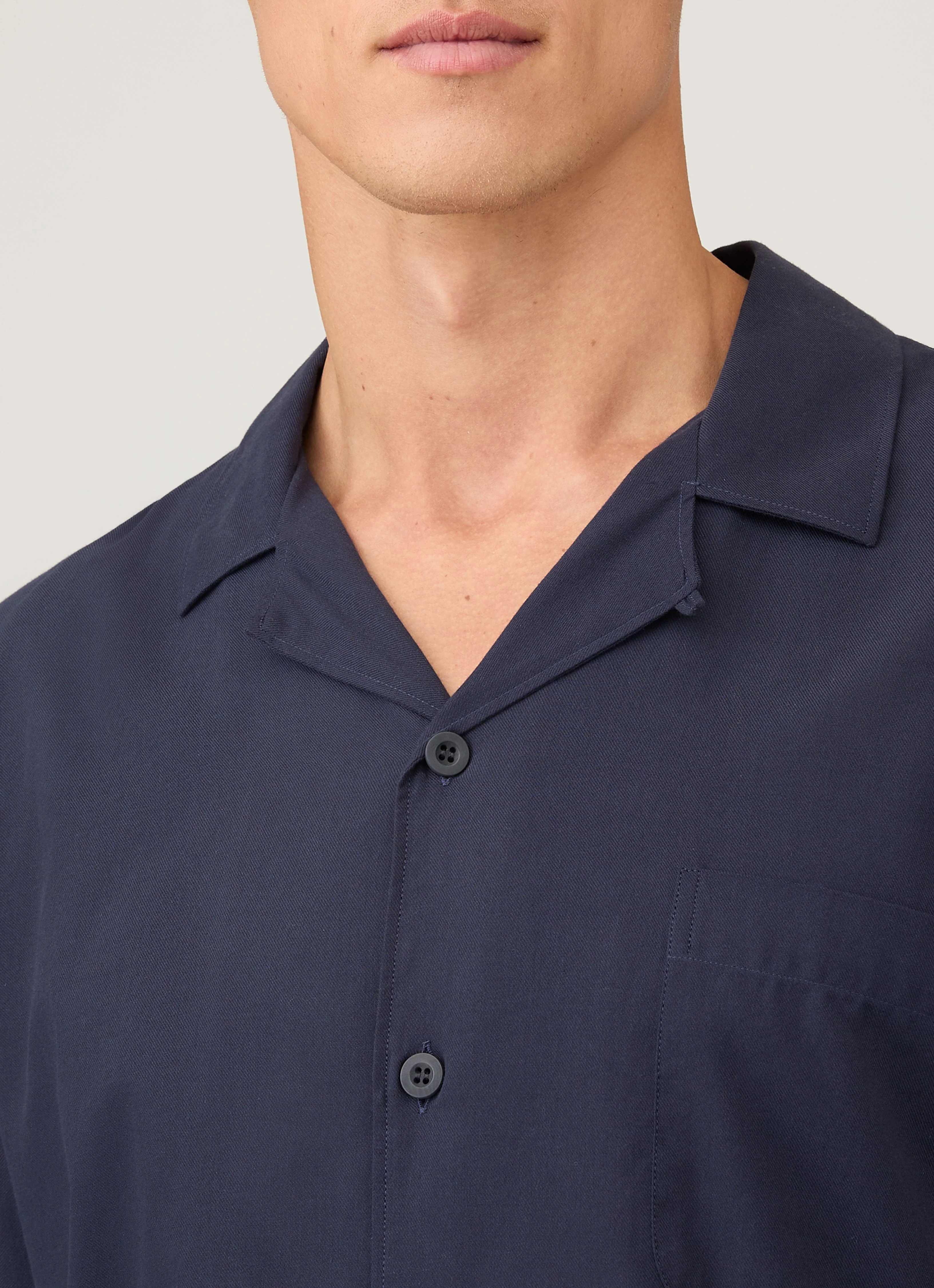 Men's Cotton Flannel Pyjama Shirt in Navy - Image 6