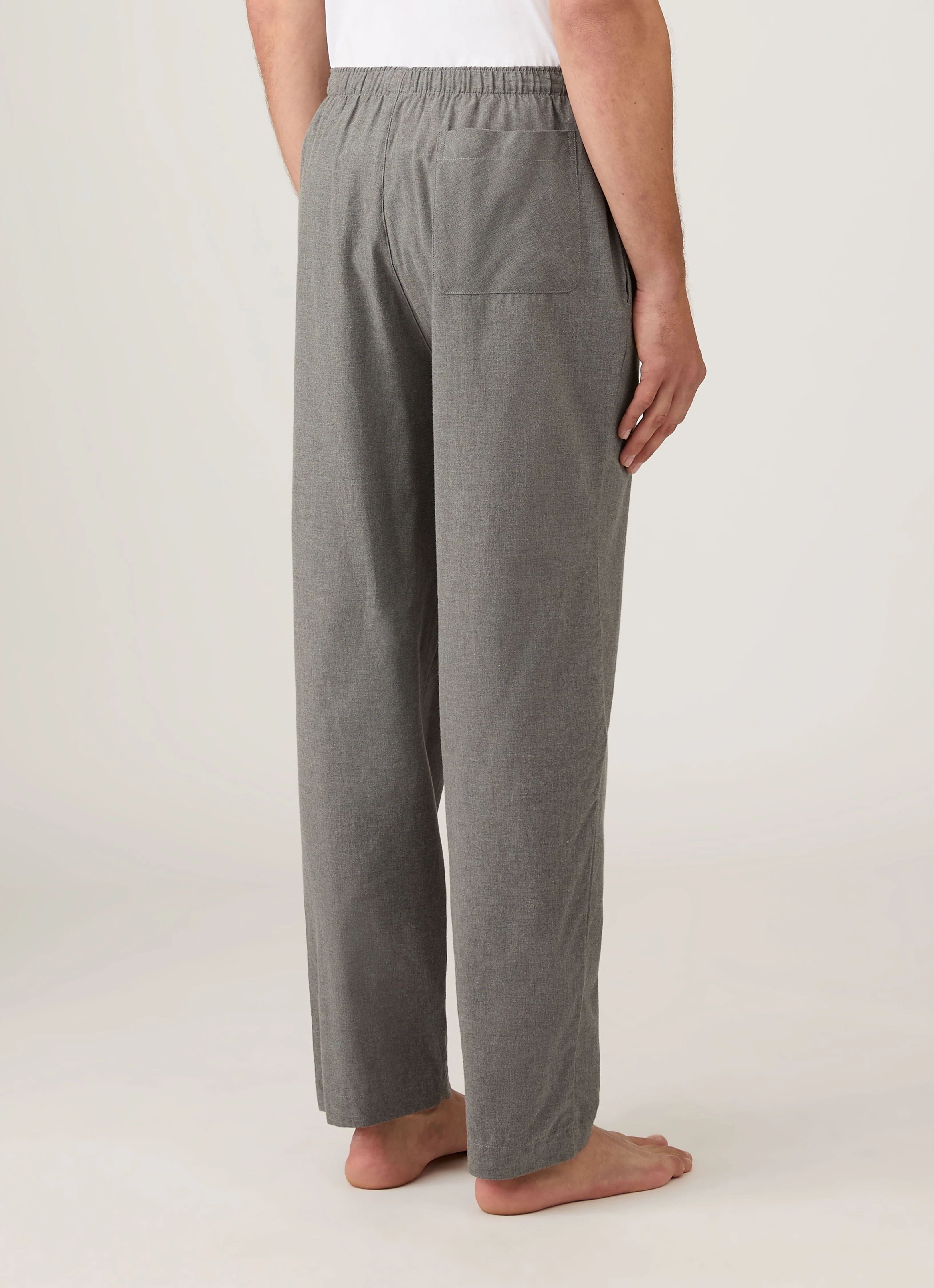 Men's Cotton Flannel Pyjama Trouser in Mid Grey Melange - Image 5