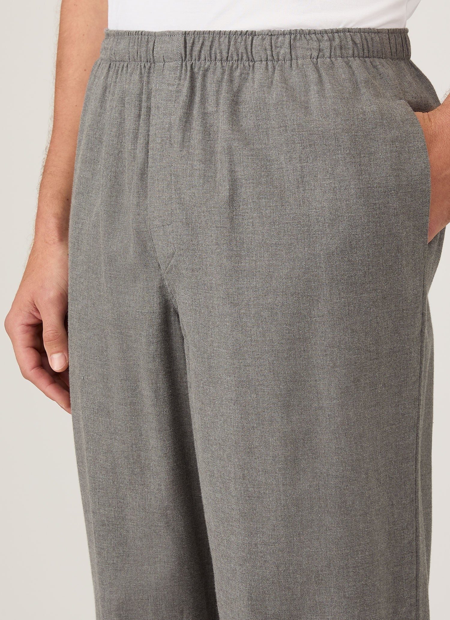 Men's Cotton Flannel Pyjama Trouser in Mid Grey Melange - Image 6