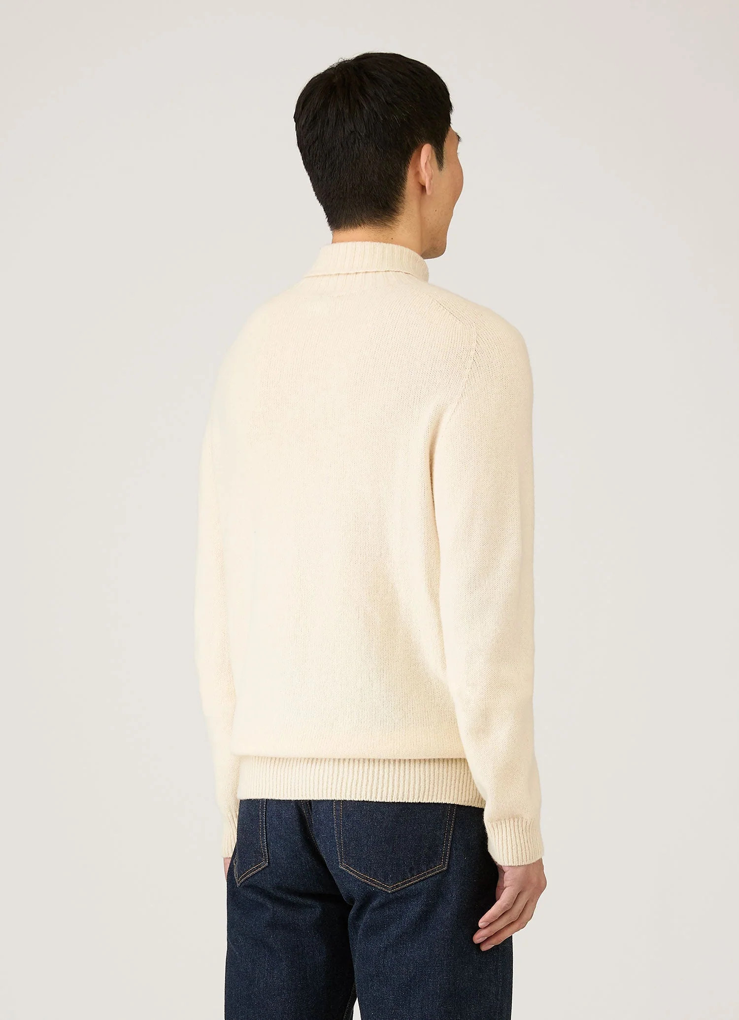 Men's Lambswool Roll Neck in Ecru - Image 4