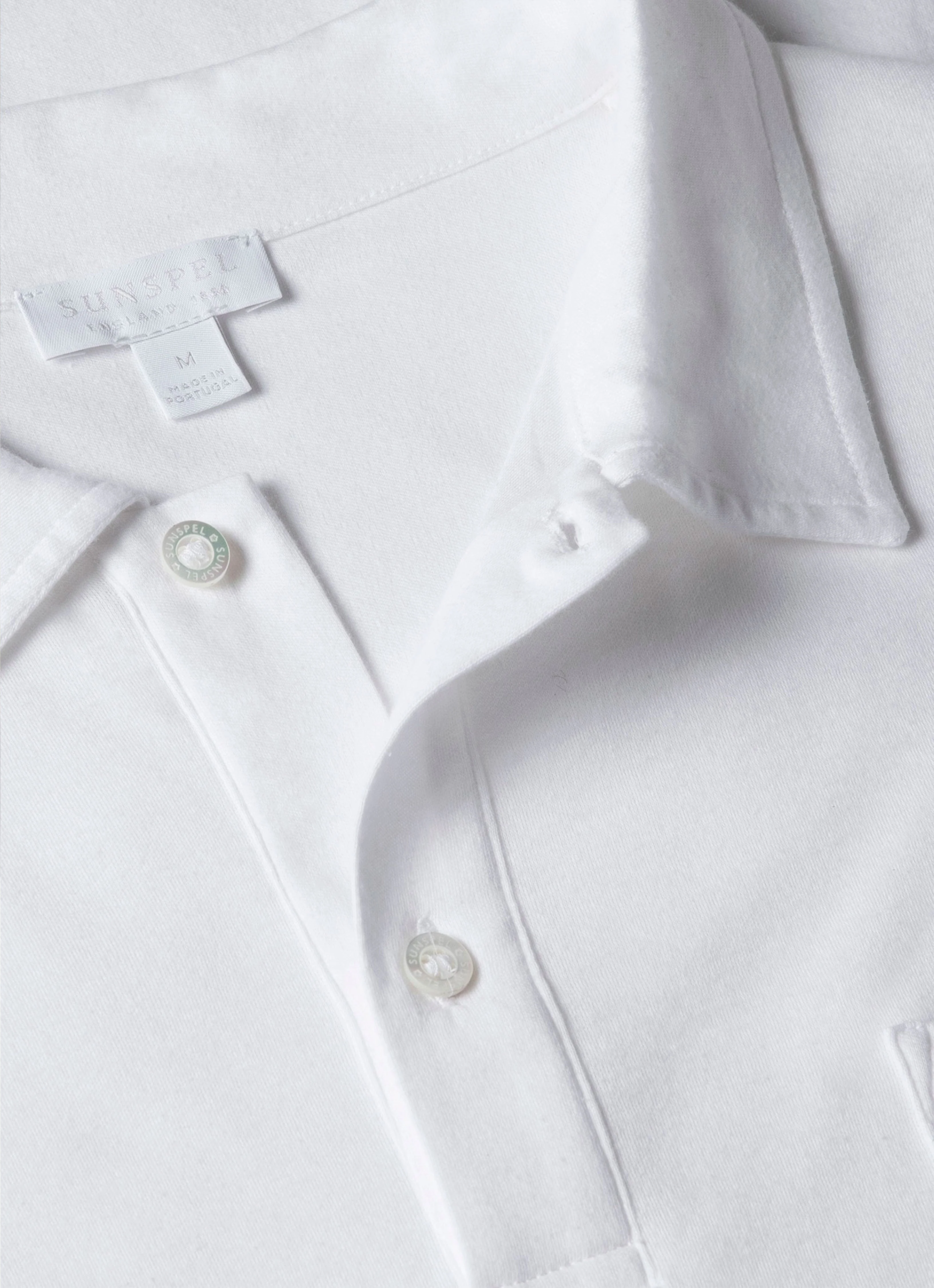 Men's Sea Island Cotton Jersey Polo Shirt in White - Image 4