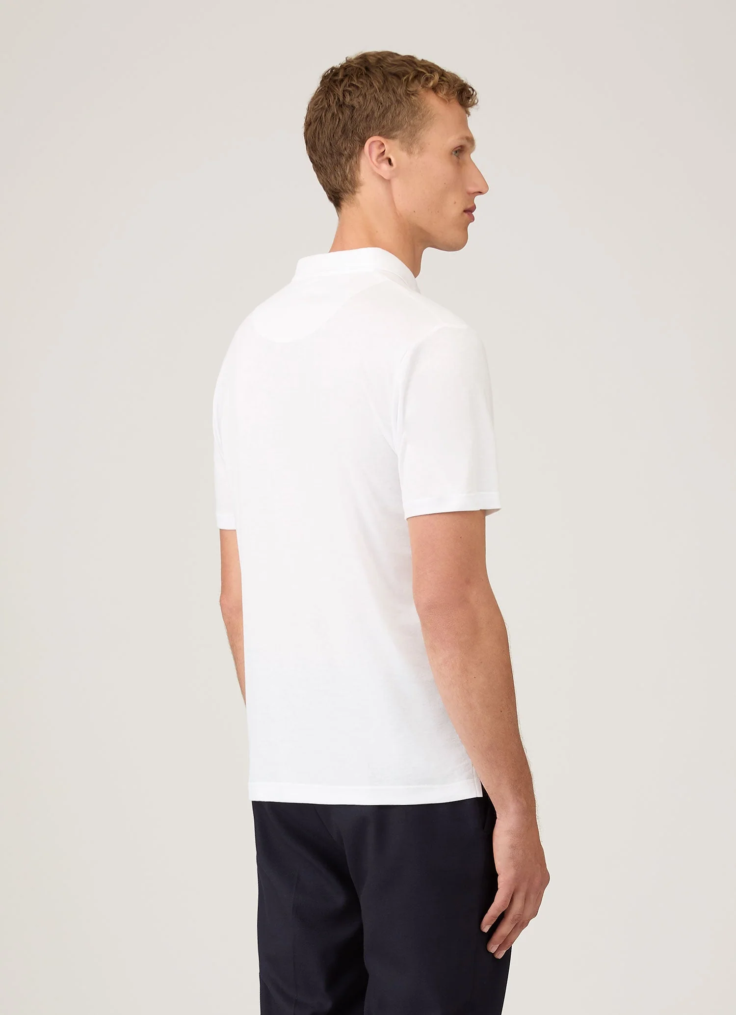 Men's Sea Island Cotton Jersey Polo Shirt in White - Image 5