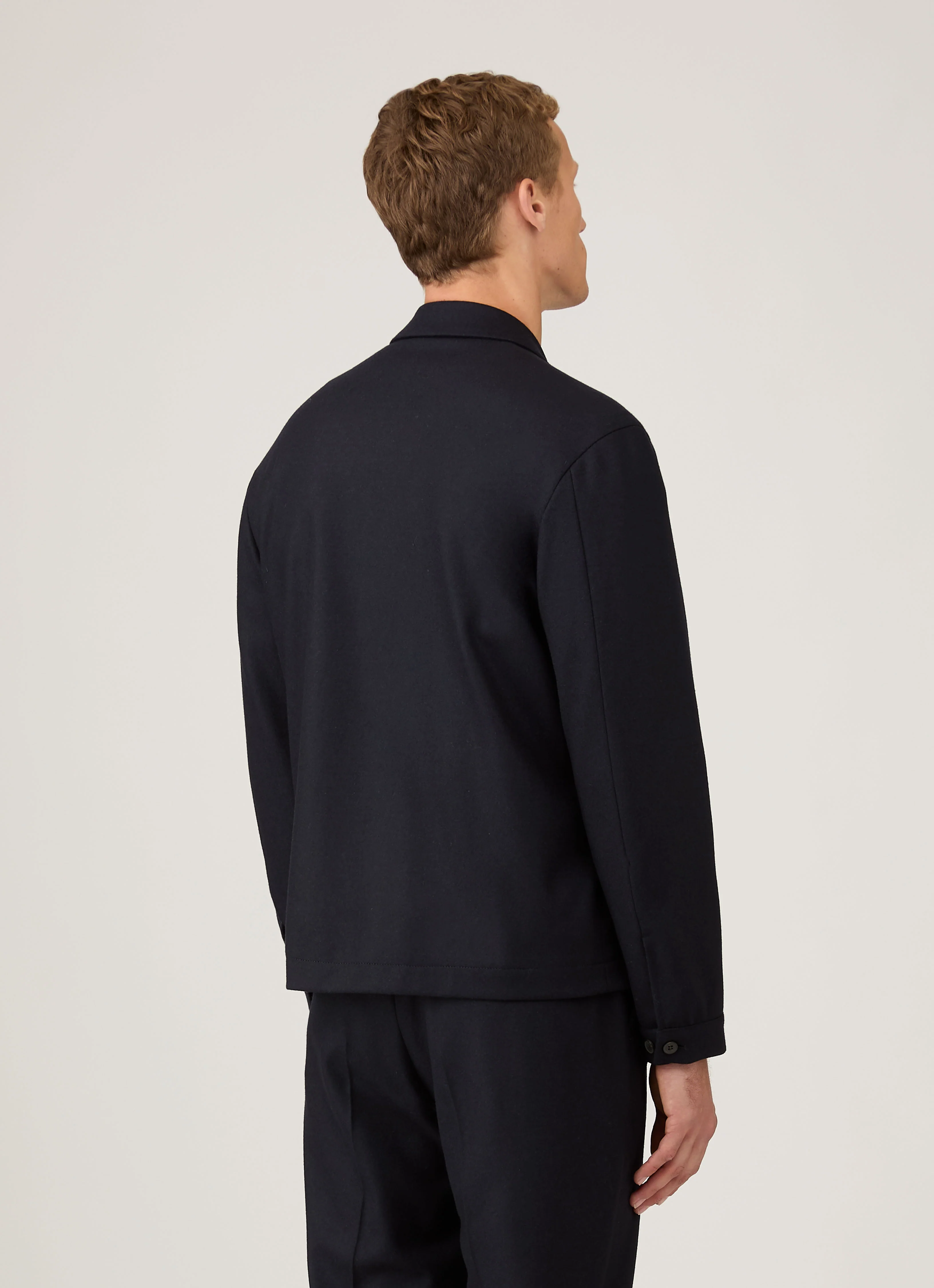 Men's Boiled Wool Harrington Jacket in Navy - Image 5