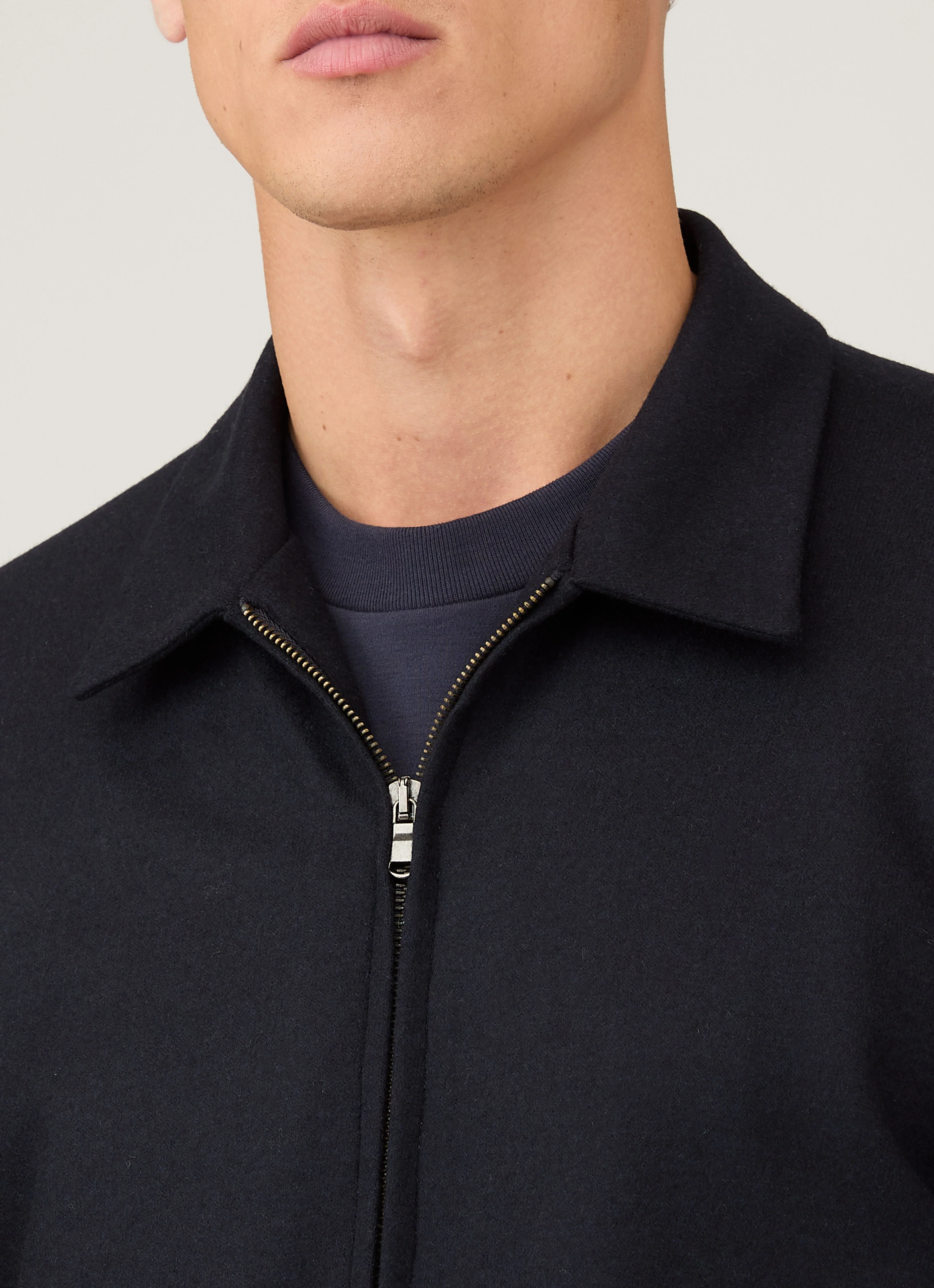 Men's Boiled Wool Harrington Jacket in Navy - Image 6