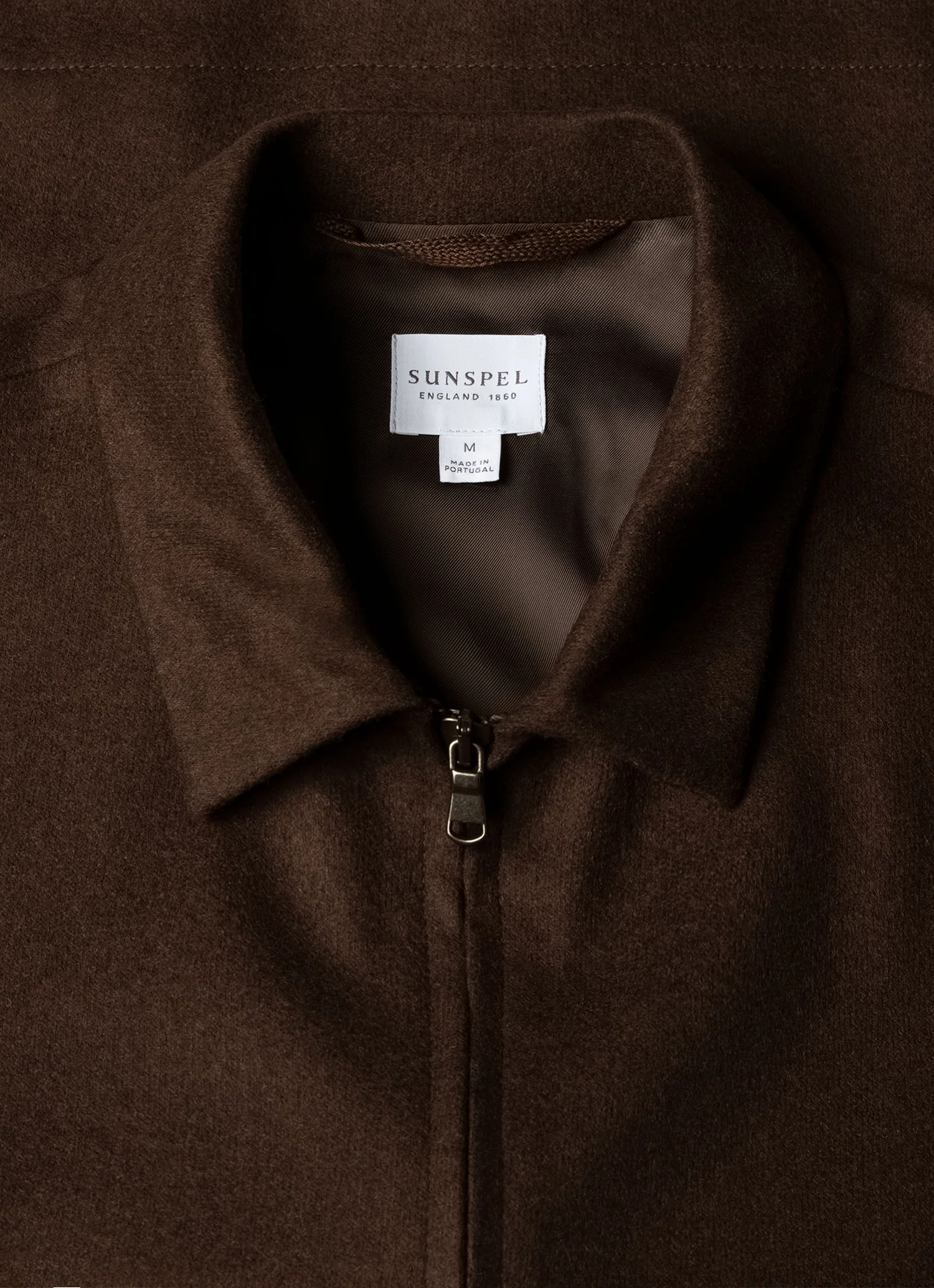 Men's Boiled Wool Harrington Jacket in Truffle - Image 4