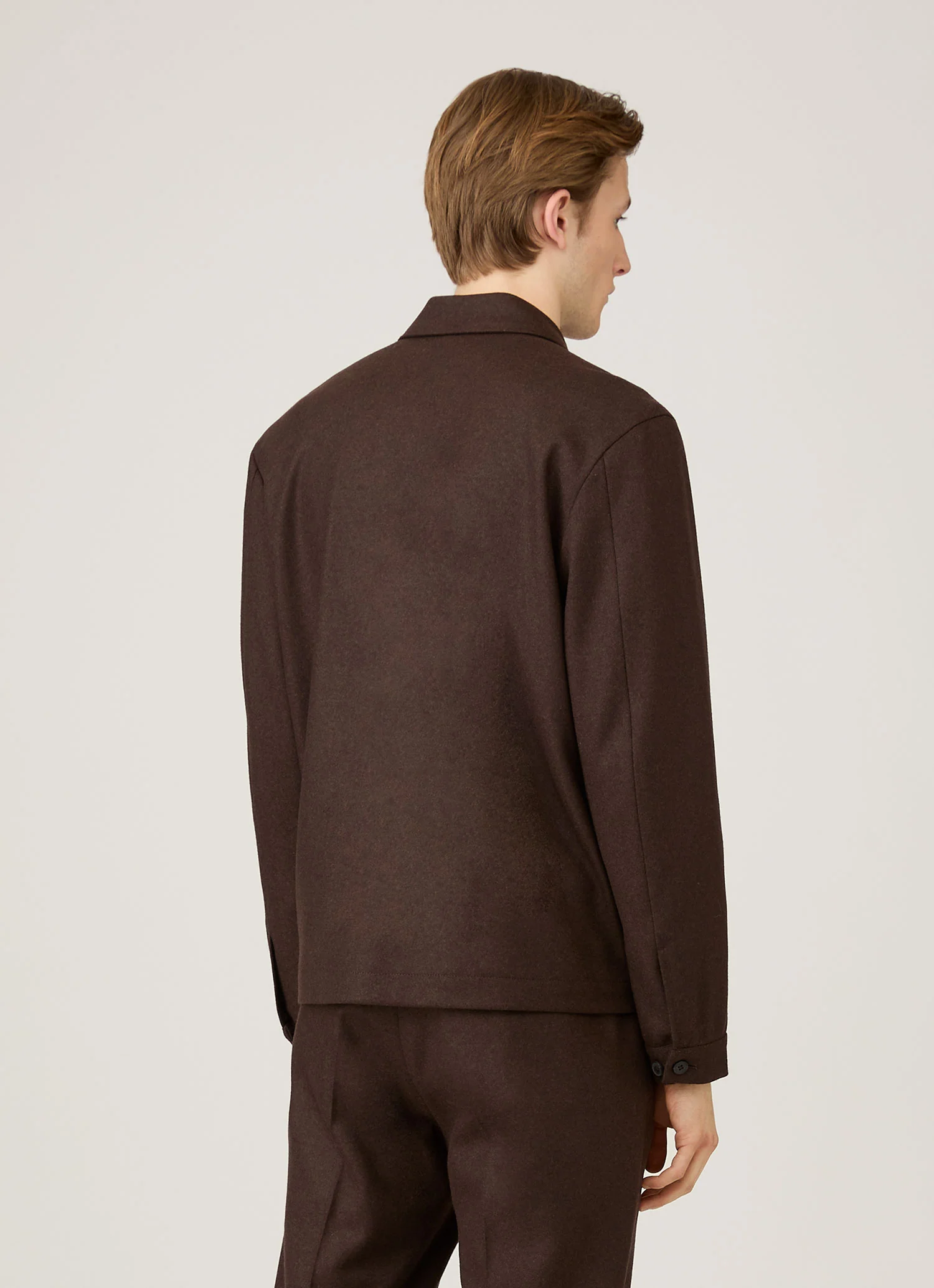 Men's Boiled Wool Harrington Jacket in Truffle - Image 5