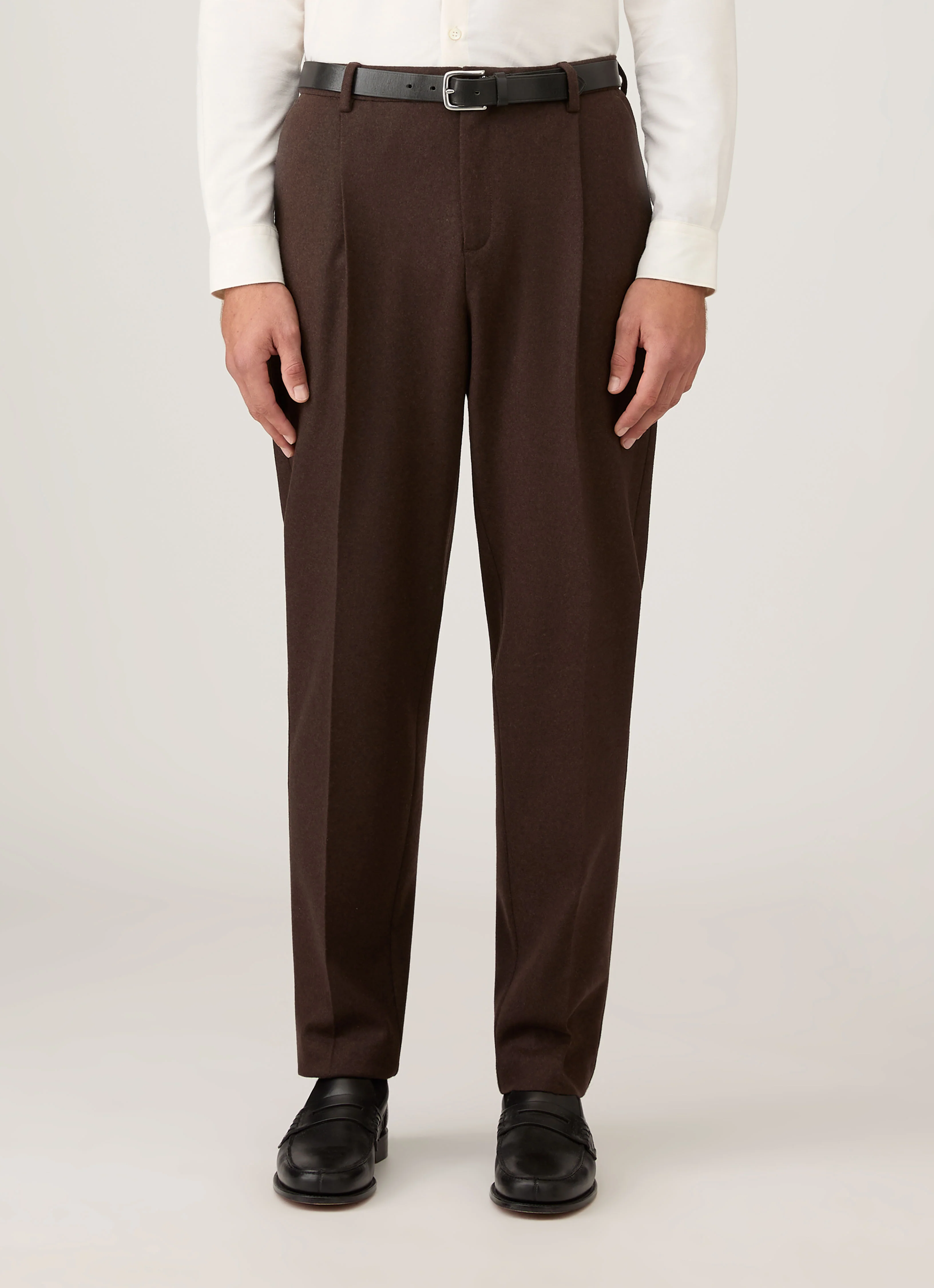 Men's Boiled Wool Trouser in Truffle - Image 2
