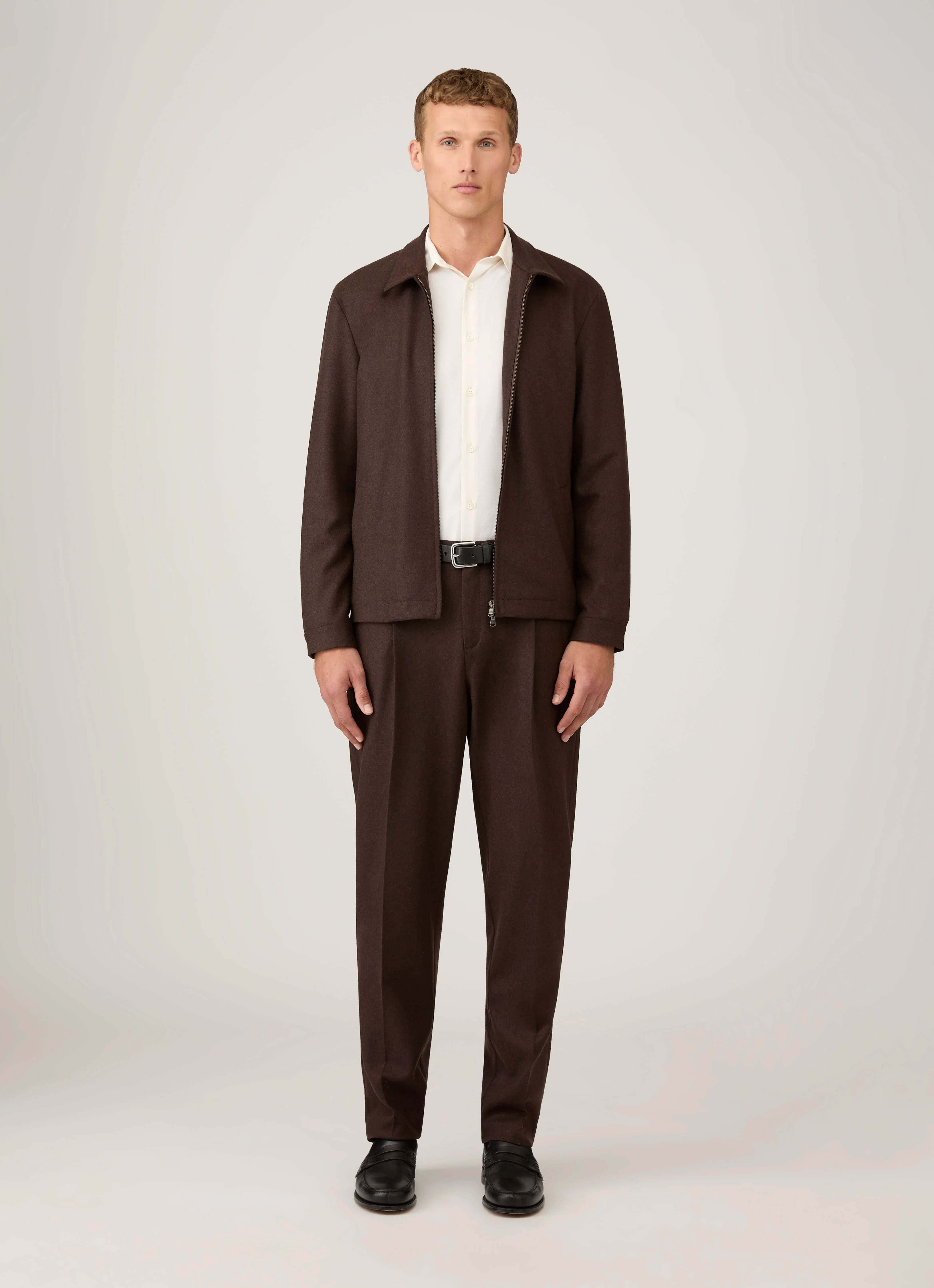Men's Boiled Wool Trouser in Truffle - Image 3
