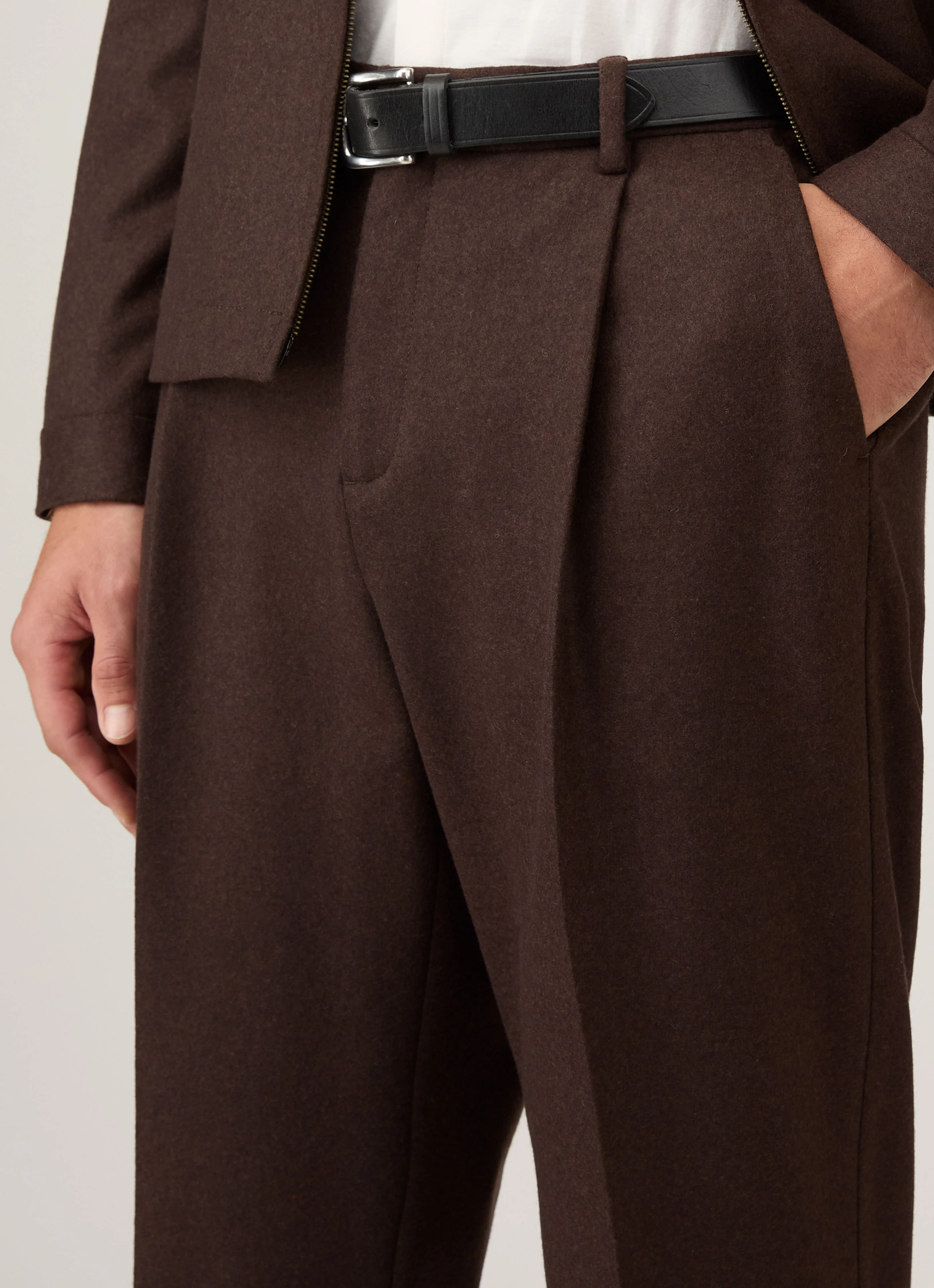 Men's Boiled Wool Trouser in Truffle - Image 6