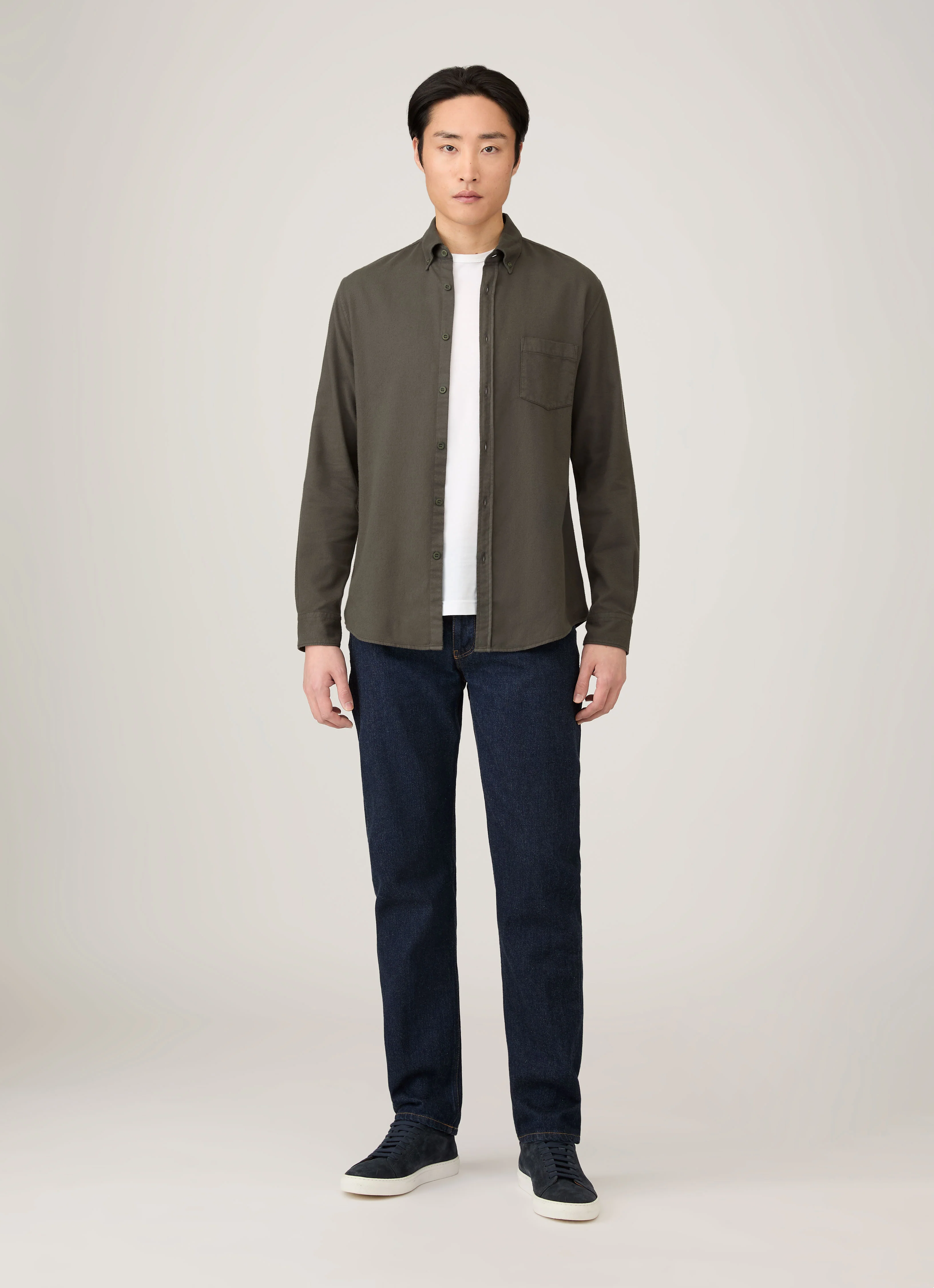 Men's Button Down Flannel Shirt in Dark Green - Image 3