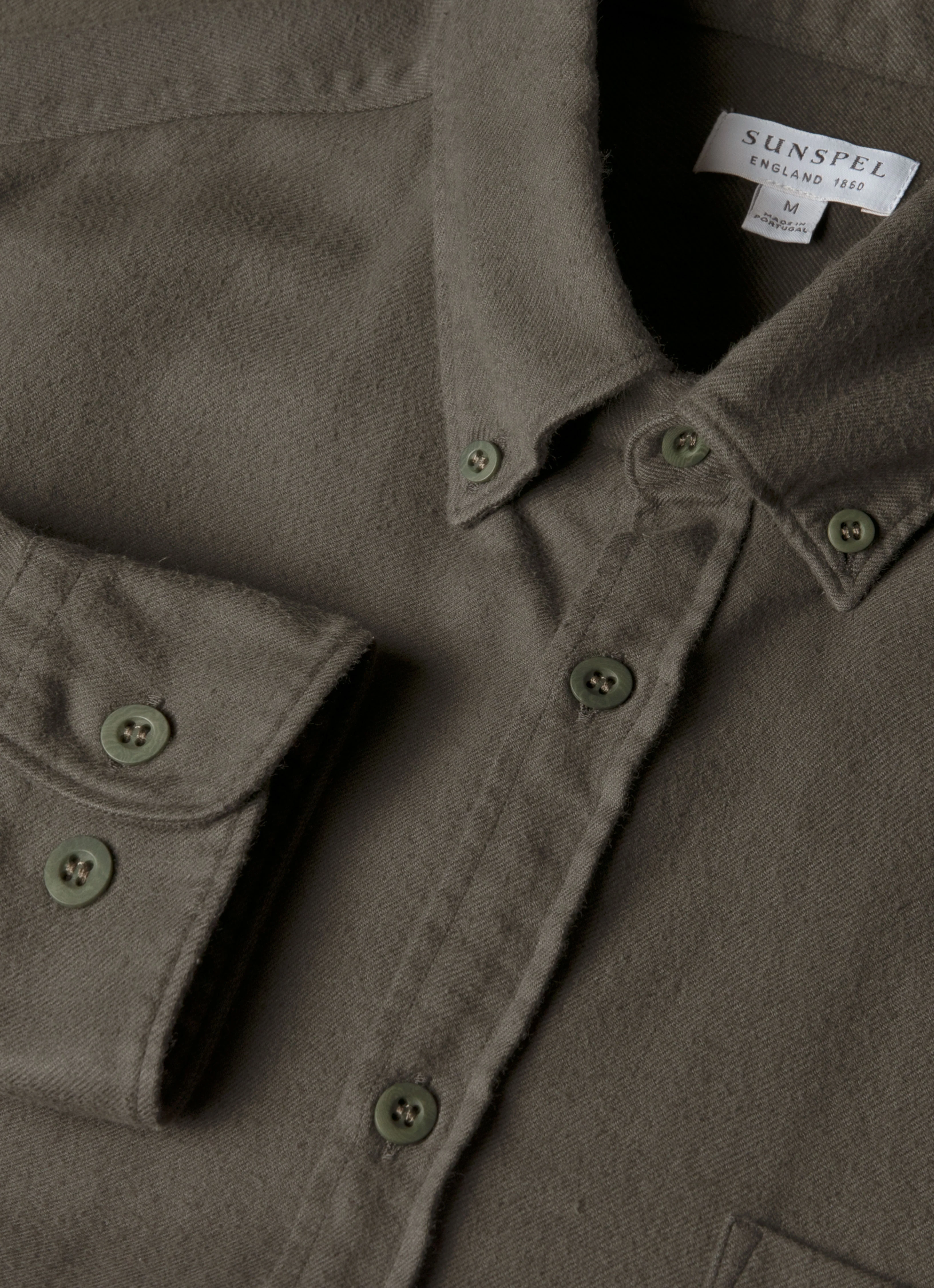 Men's Button Down Flannel Shirt in Dark Green - Image 4