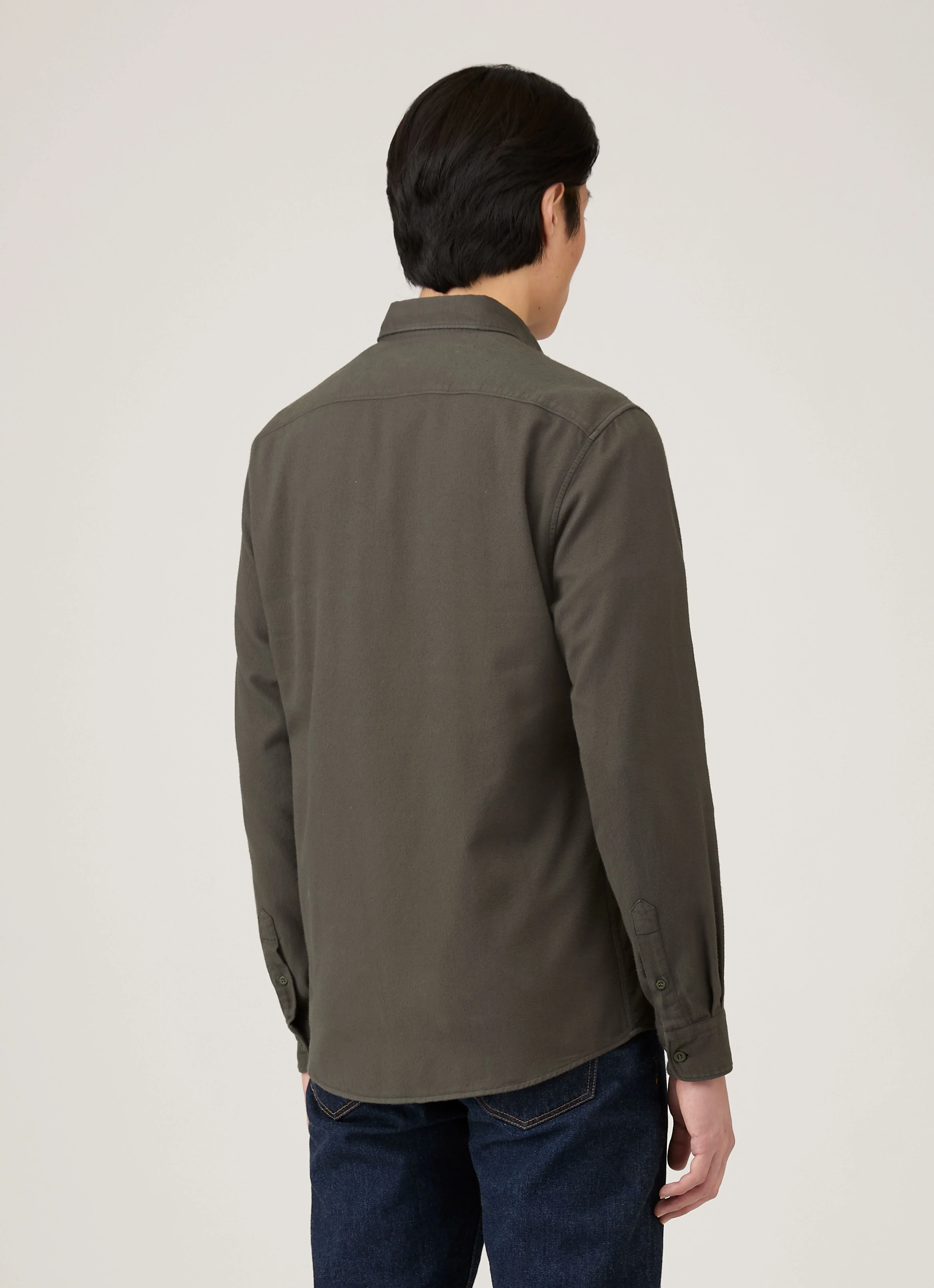 Men's Button Down Flannel Shirt in Dark Green - Image 5