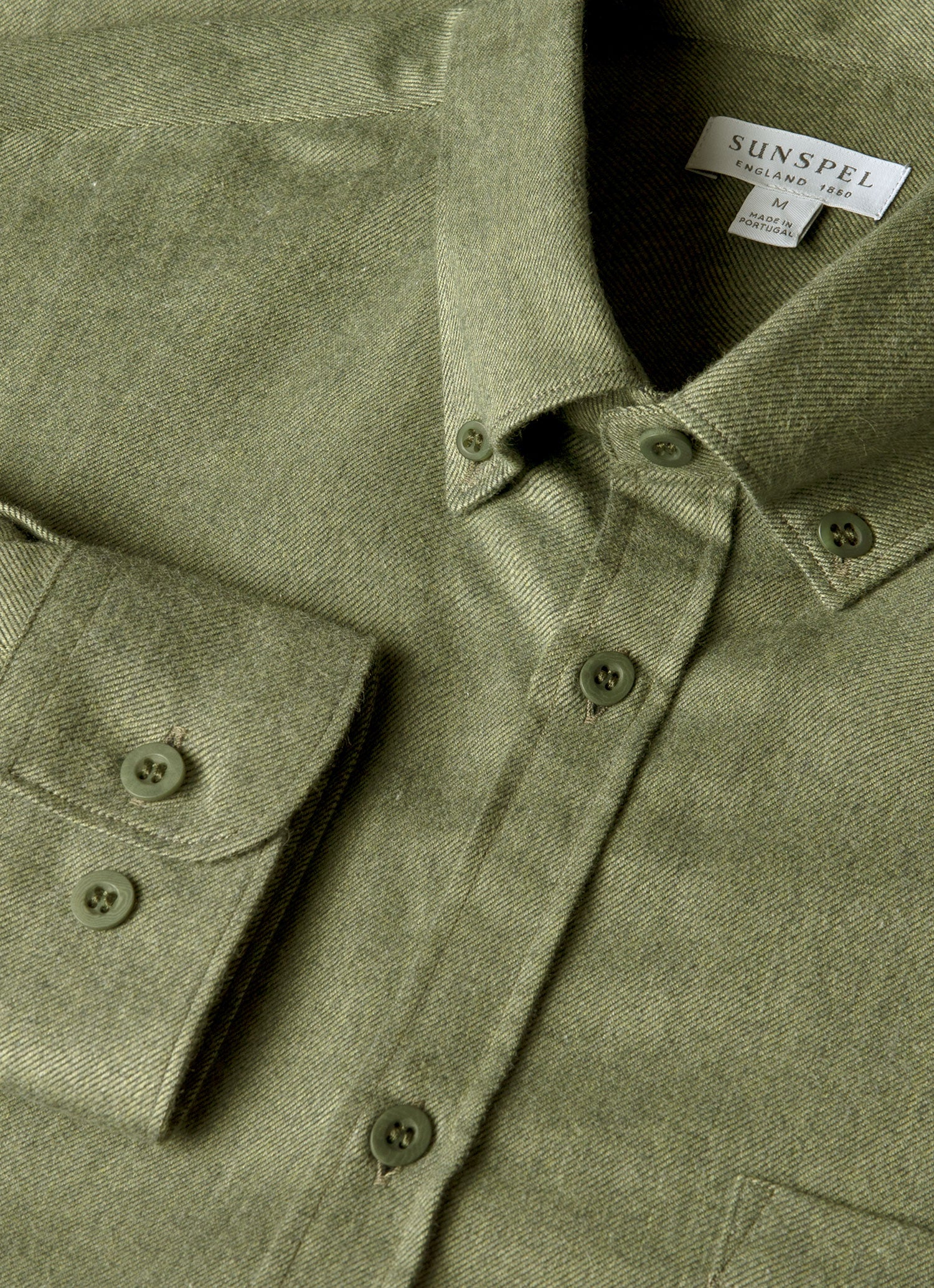 Men's Button Down Flannel Shirt in Sea Moss Melange - Image 4