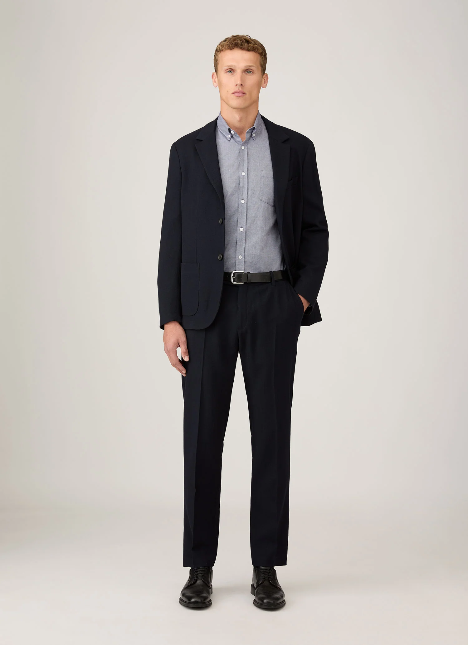 Men's Button Down Oxford Shirt in Dark Blue - Image 3