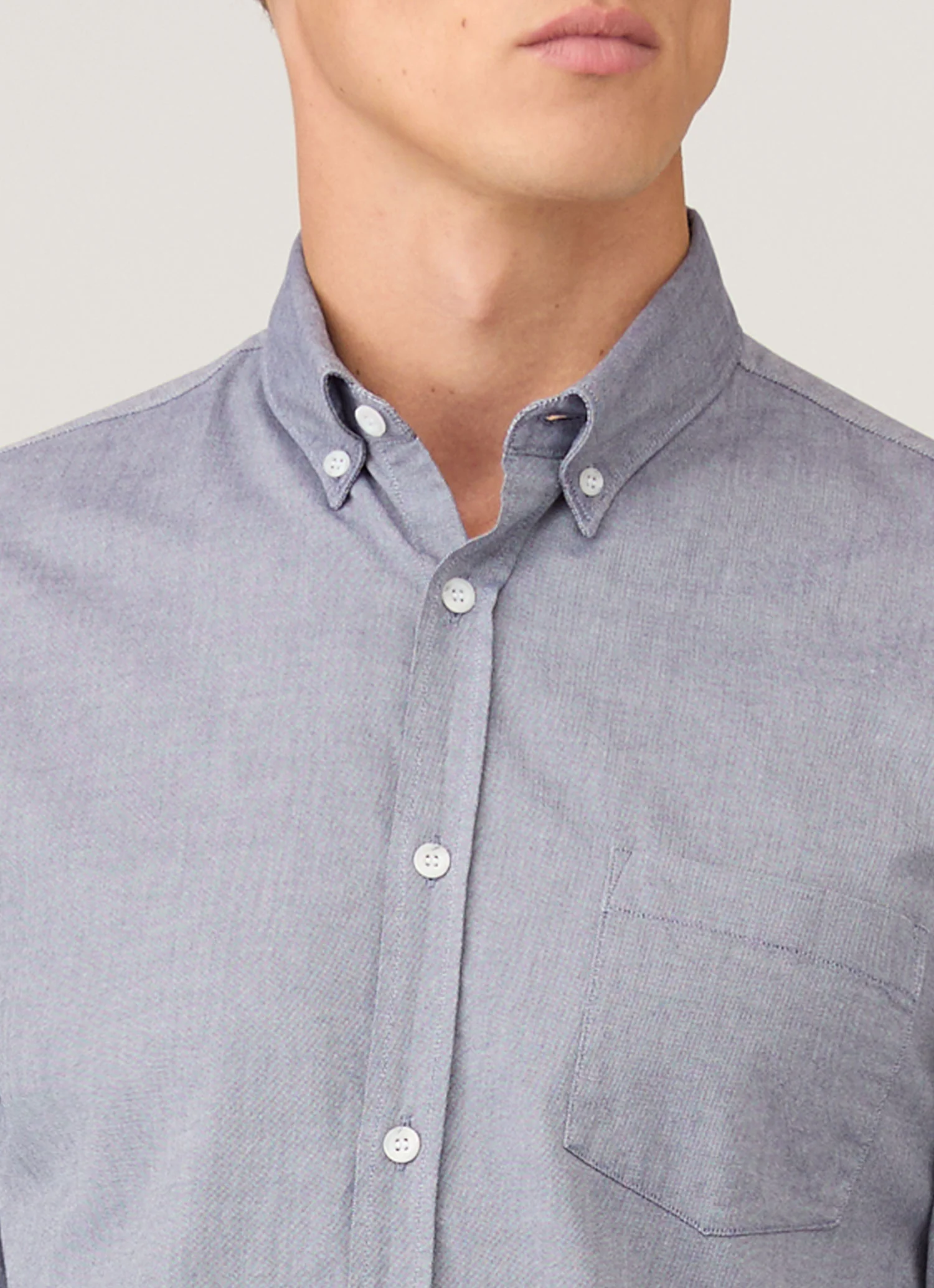 Men's Button Down Oxford Shirt in Dark Blue - Image 6