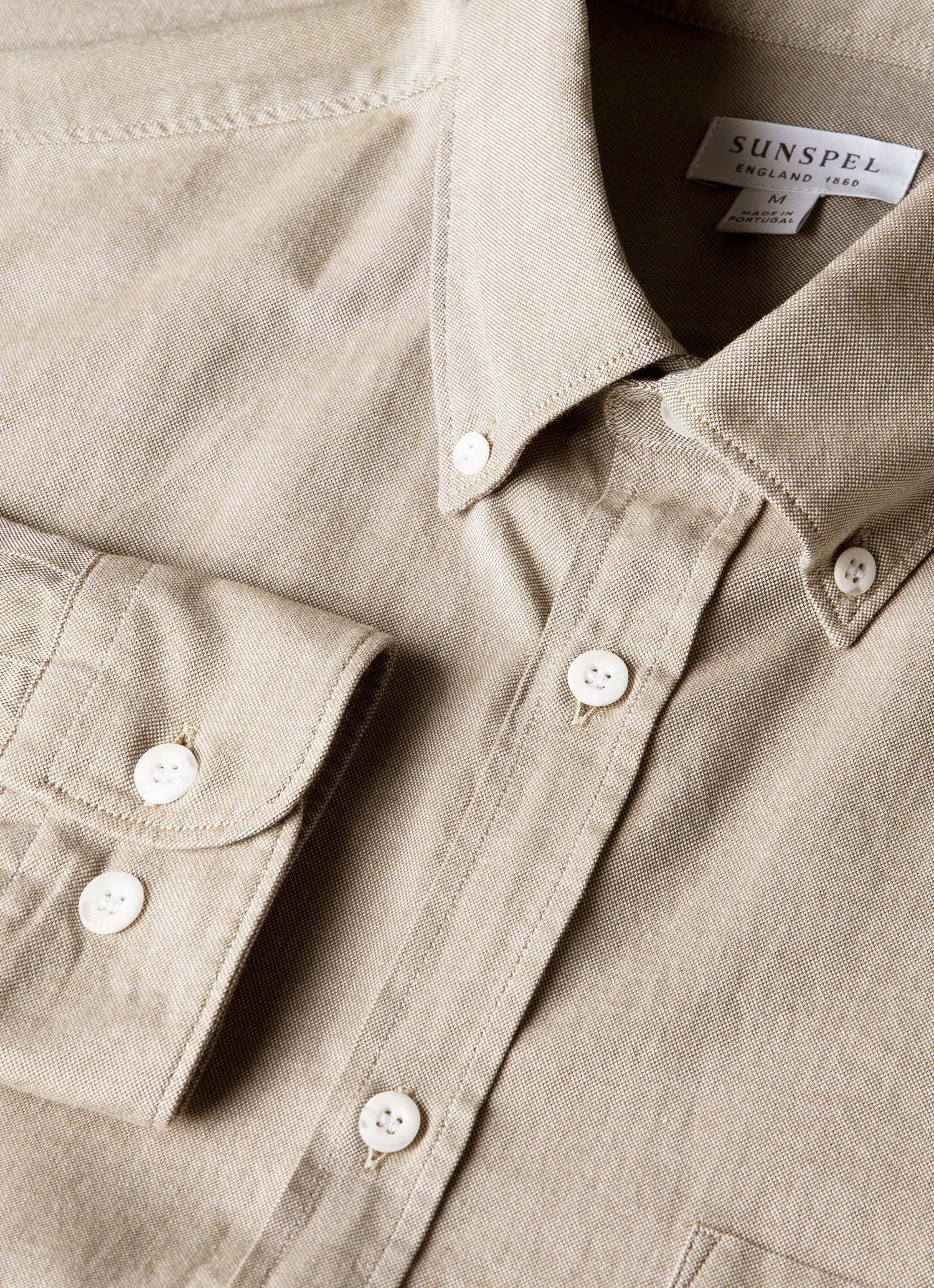 Men's Button Down Oxford Shirt in Light Khaki - Image 4