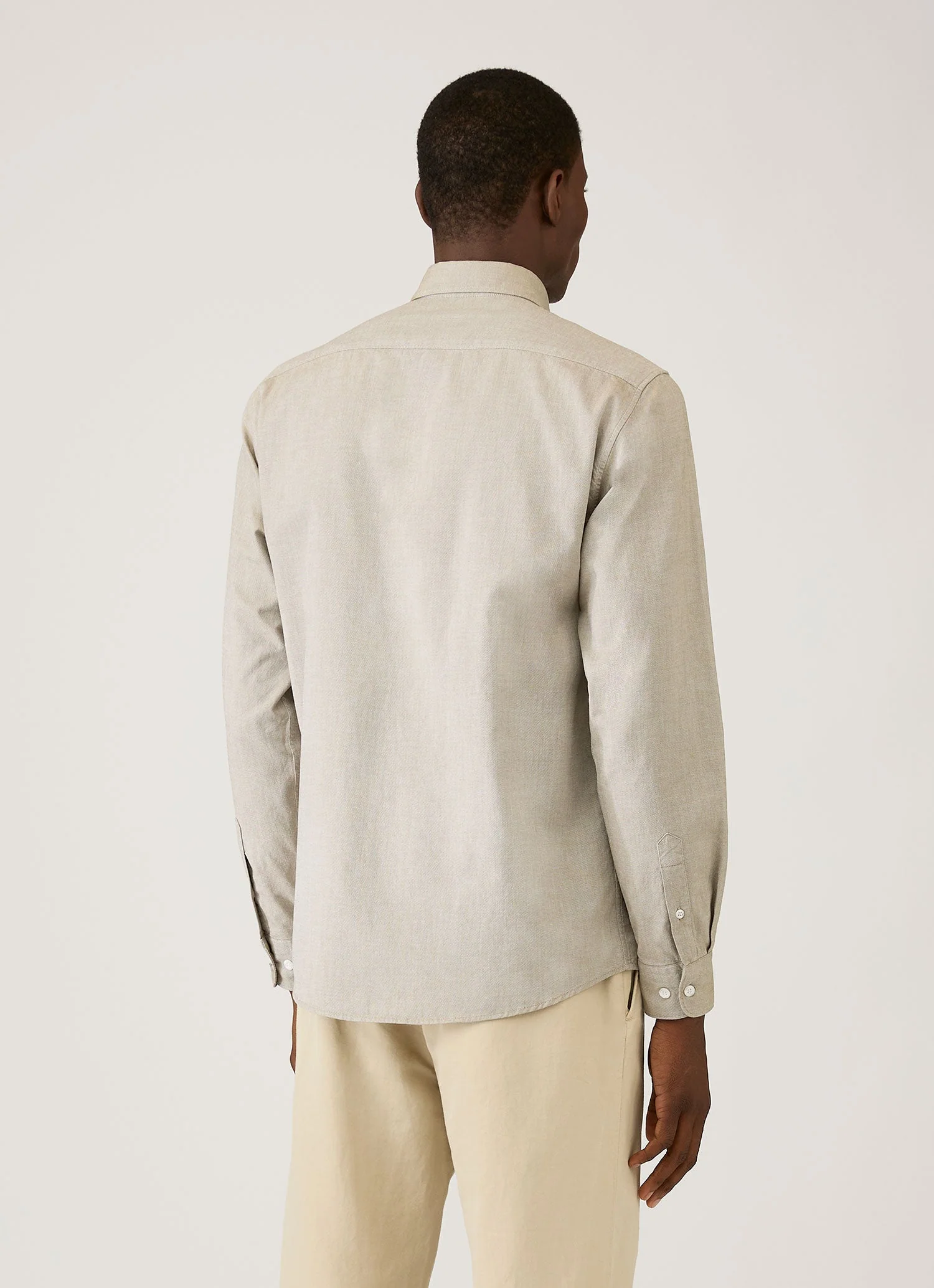 Men's Button Down Oxford Shirt in Light Khaki - Image 5