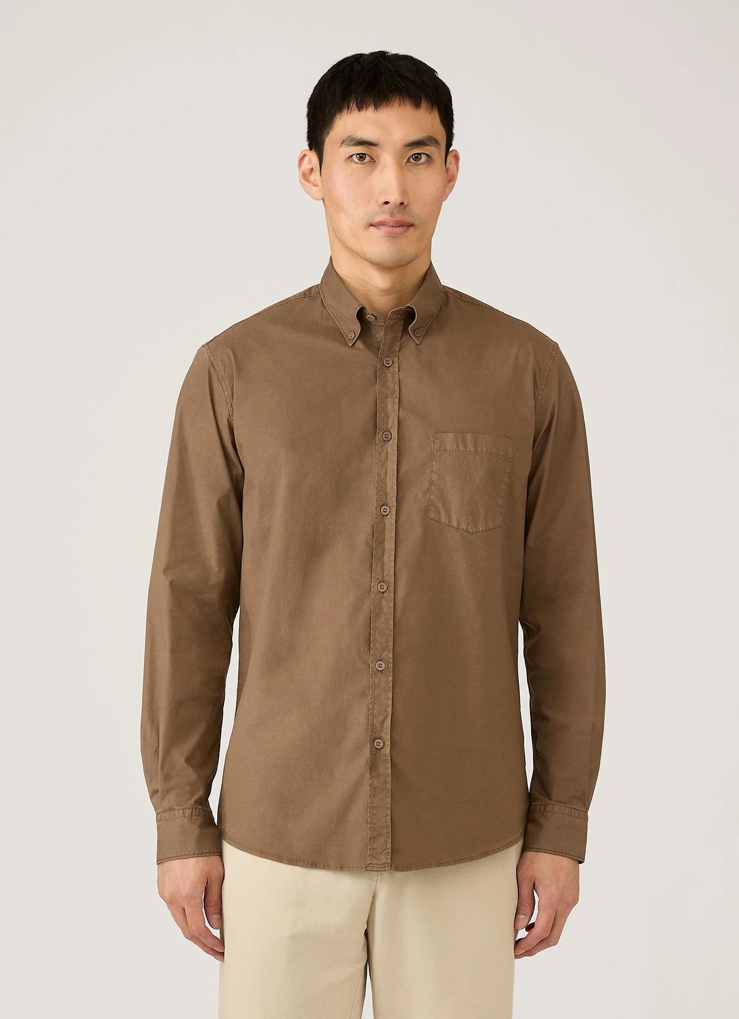 Men's Button Down Poplin Shirt in Dark Cedar - Image 2