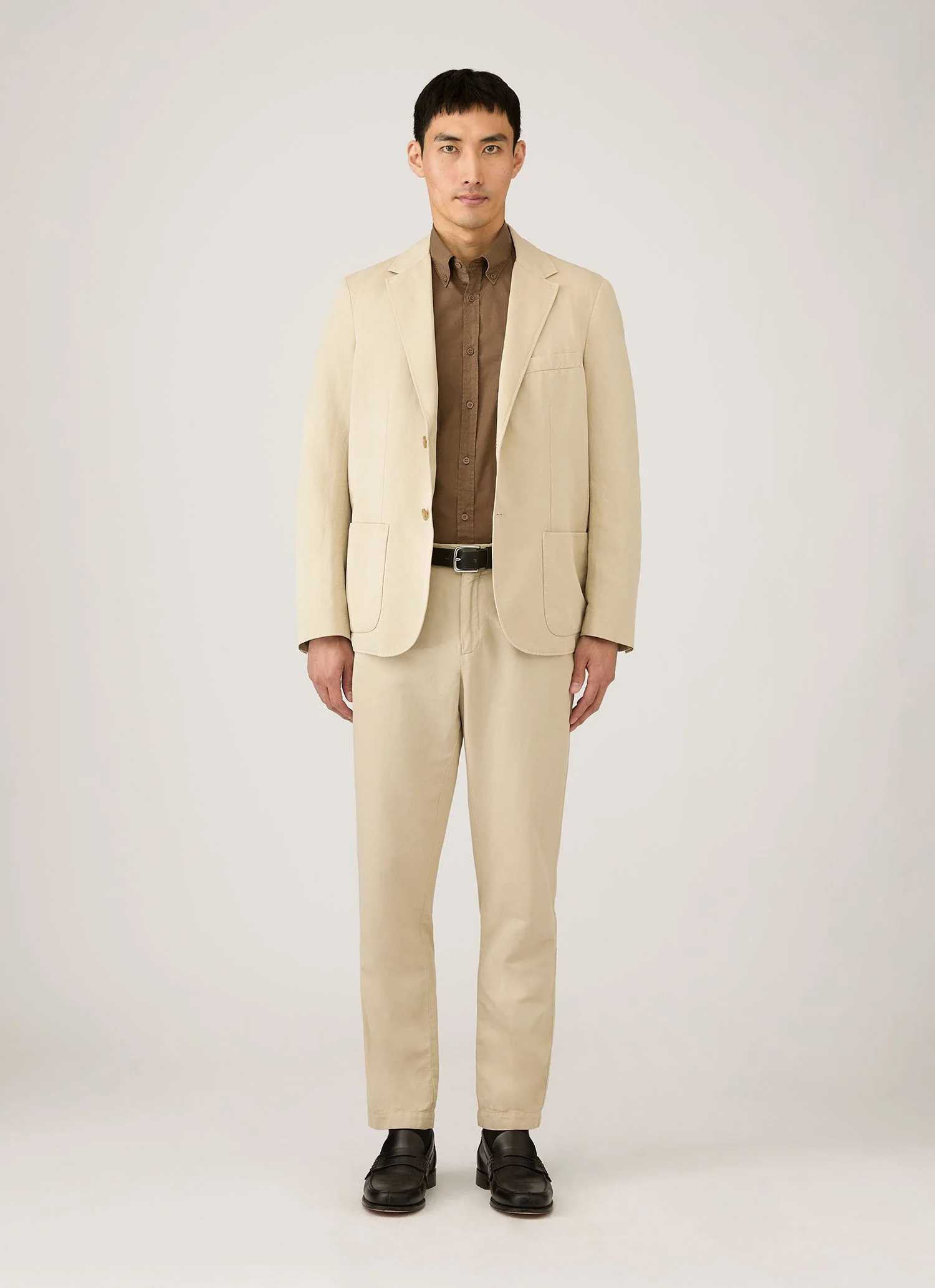 Men's Button Down Poplin Shirt in Dark Cedar - Image 3