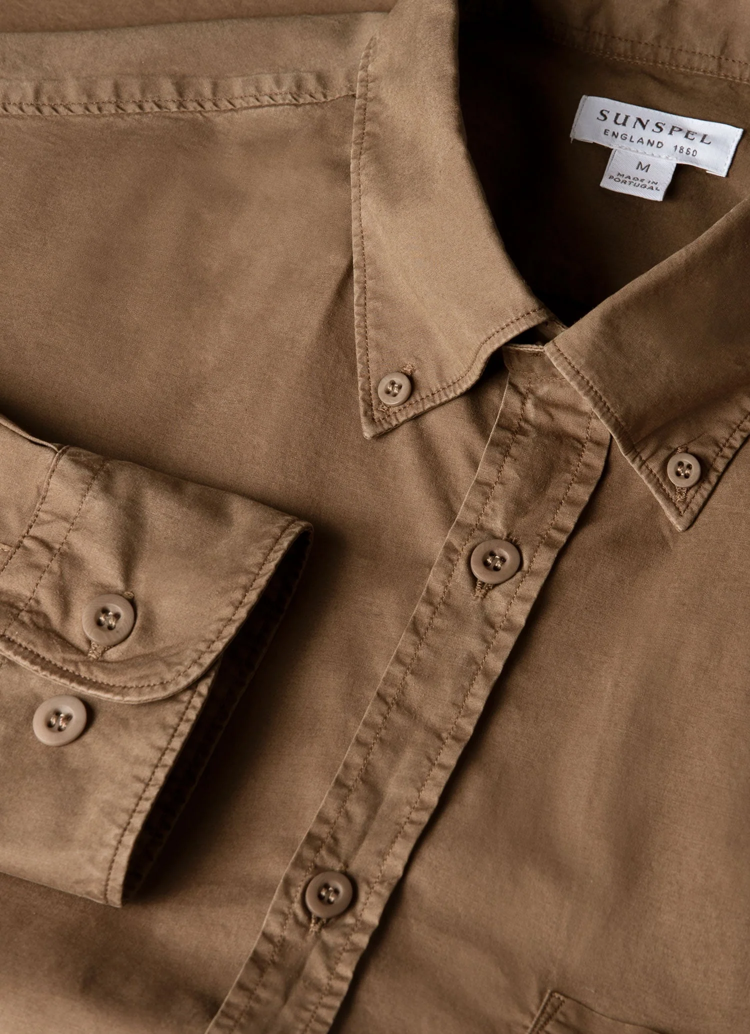 Men's Button Down Poplin Shirt in Dark Cedar - Image 4