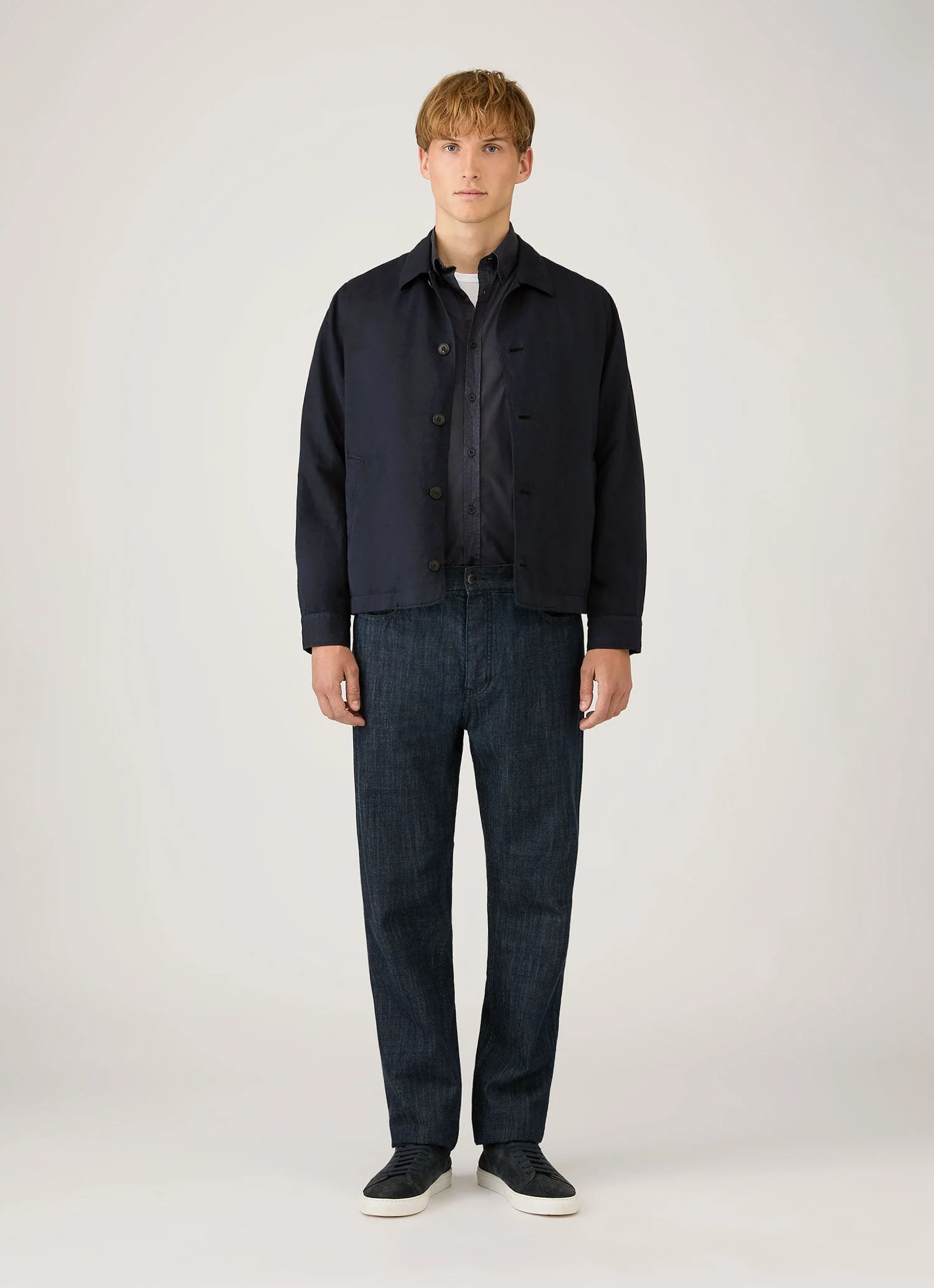 Men's Button Down Poplin Shirt in Navy - Image 3