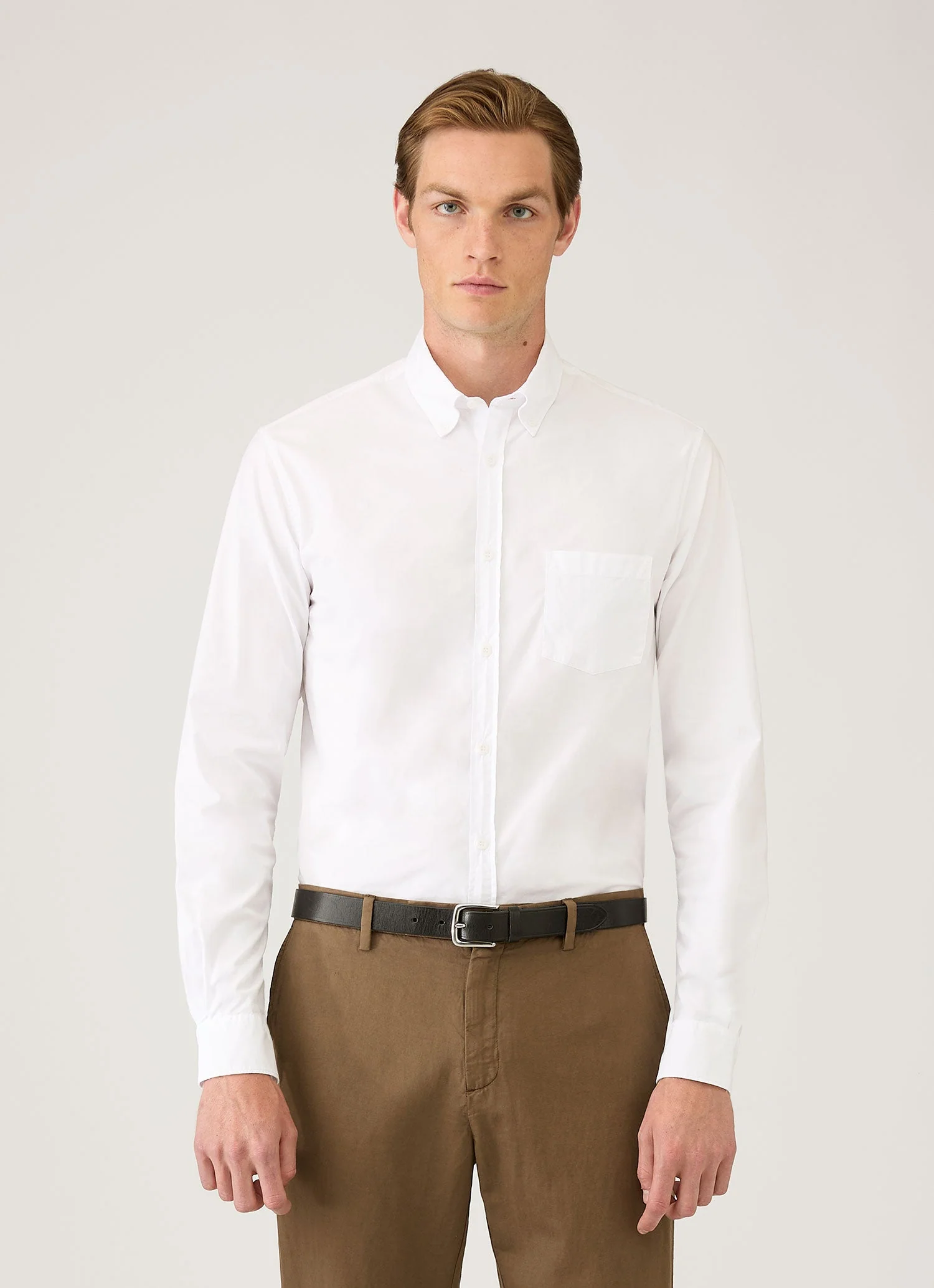 Men's Button Down Poplin Shirt in White - Image 2