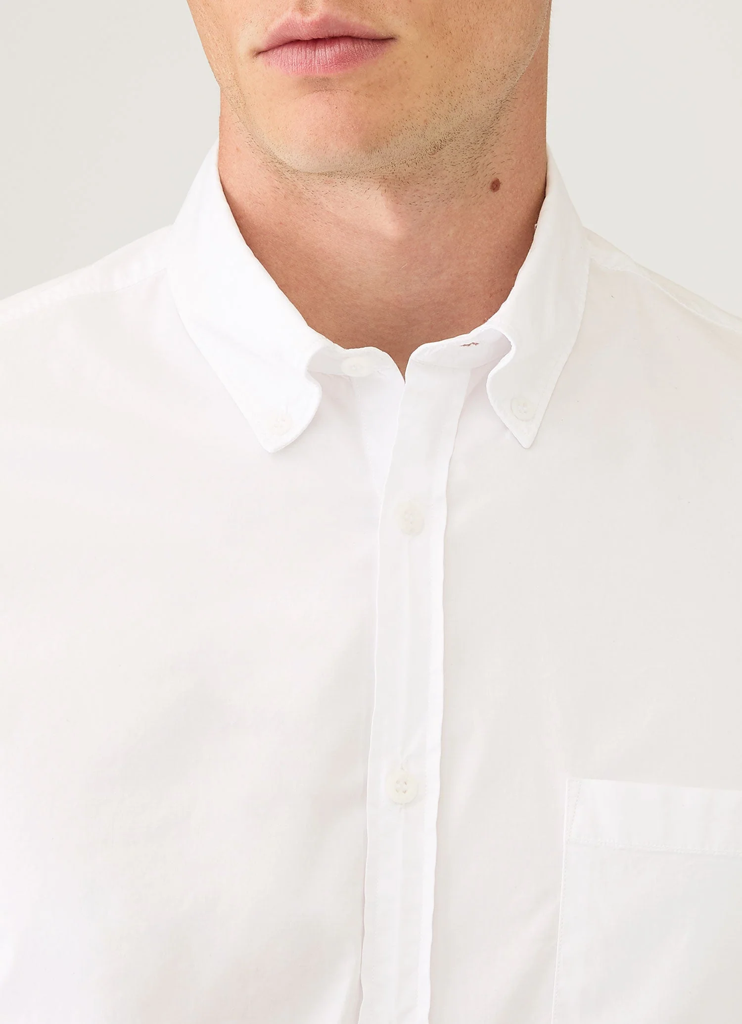 Men's Button Down Poplin Shirt in White - Image 6
