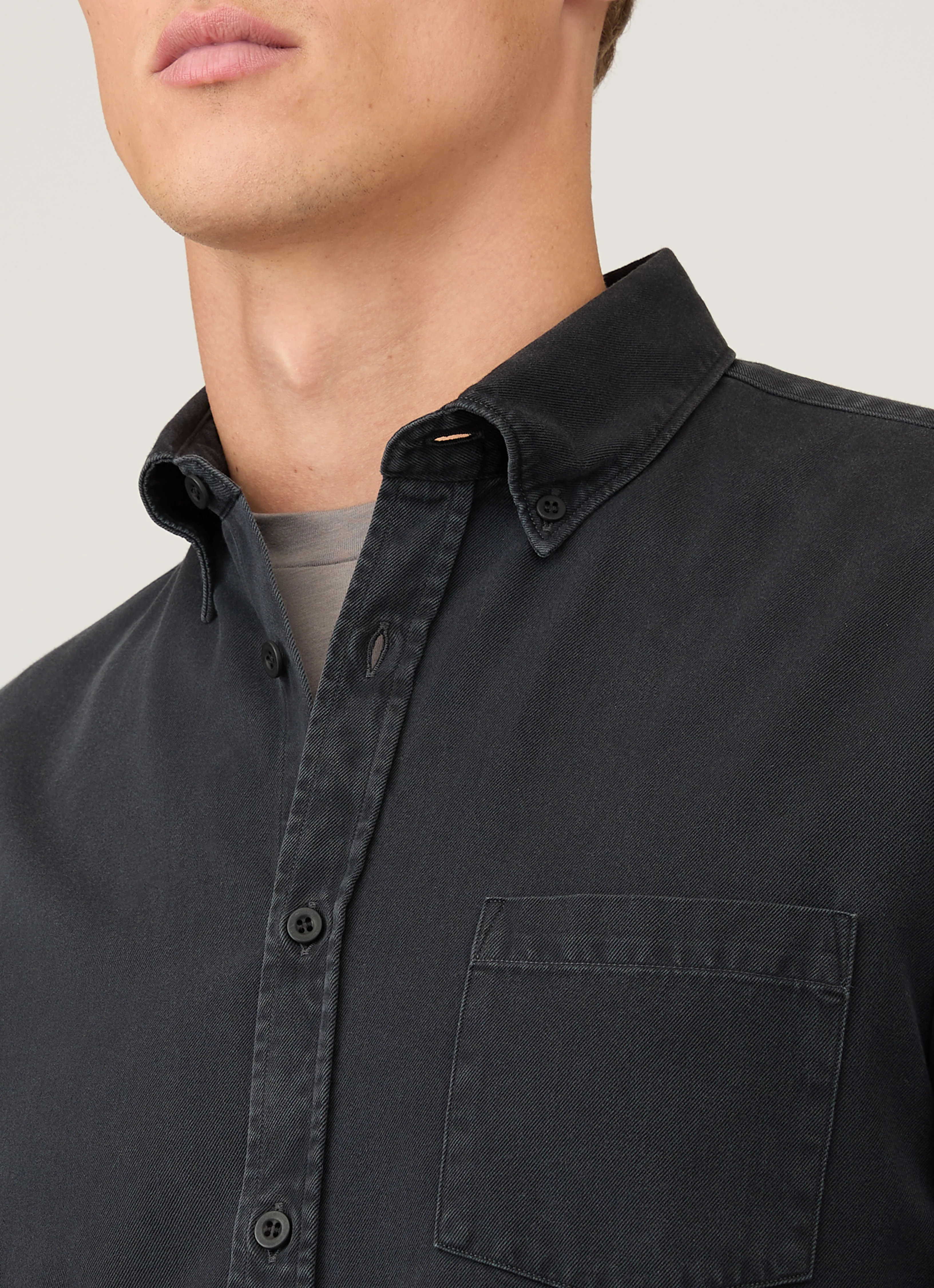 Men's Button Down Twill Shirt in Black - Image 6