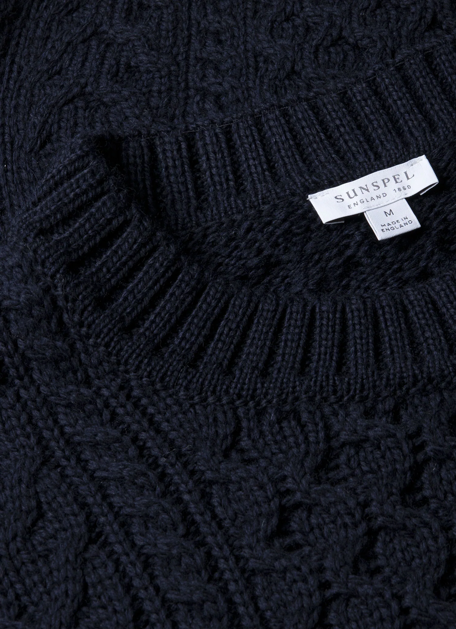 Men's Cable Knit Jumper in Navy - Image 4