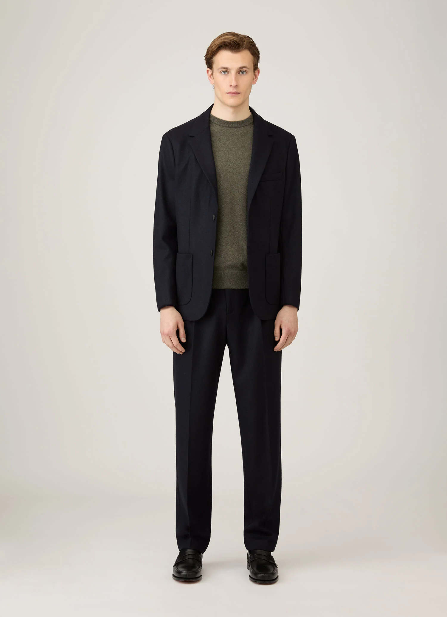 Men's Cashmere Crew Neck Jumper in Khaki - Image 3