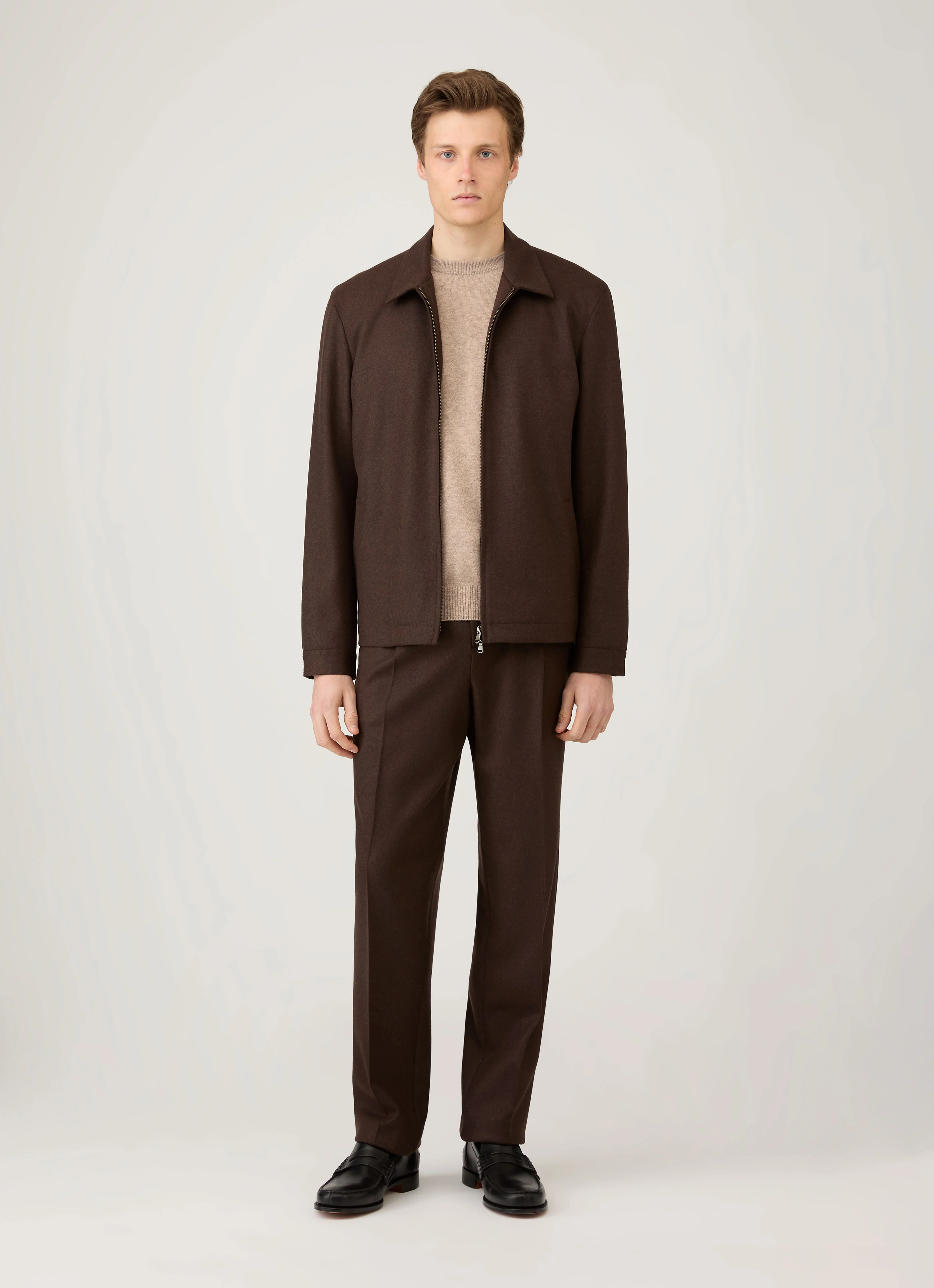 Men's Cashmere Crew Neck Jumper in Oatmeal Melange - Image 3