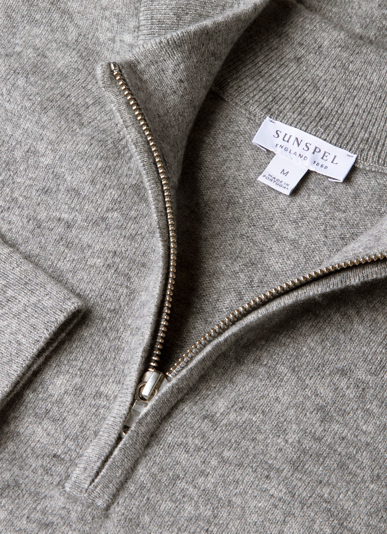 Men's Cashmere Half Zip Jumper in Grey Melange - Image 4
