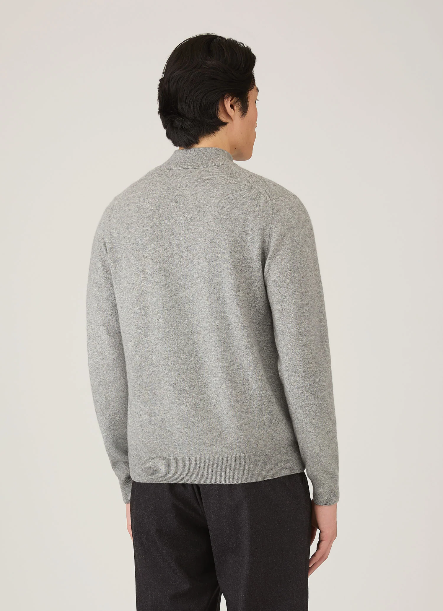 Men's Cashmere Half Zip Jumper in Grey Melange - Image 5