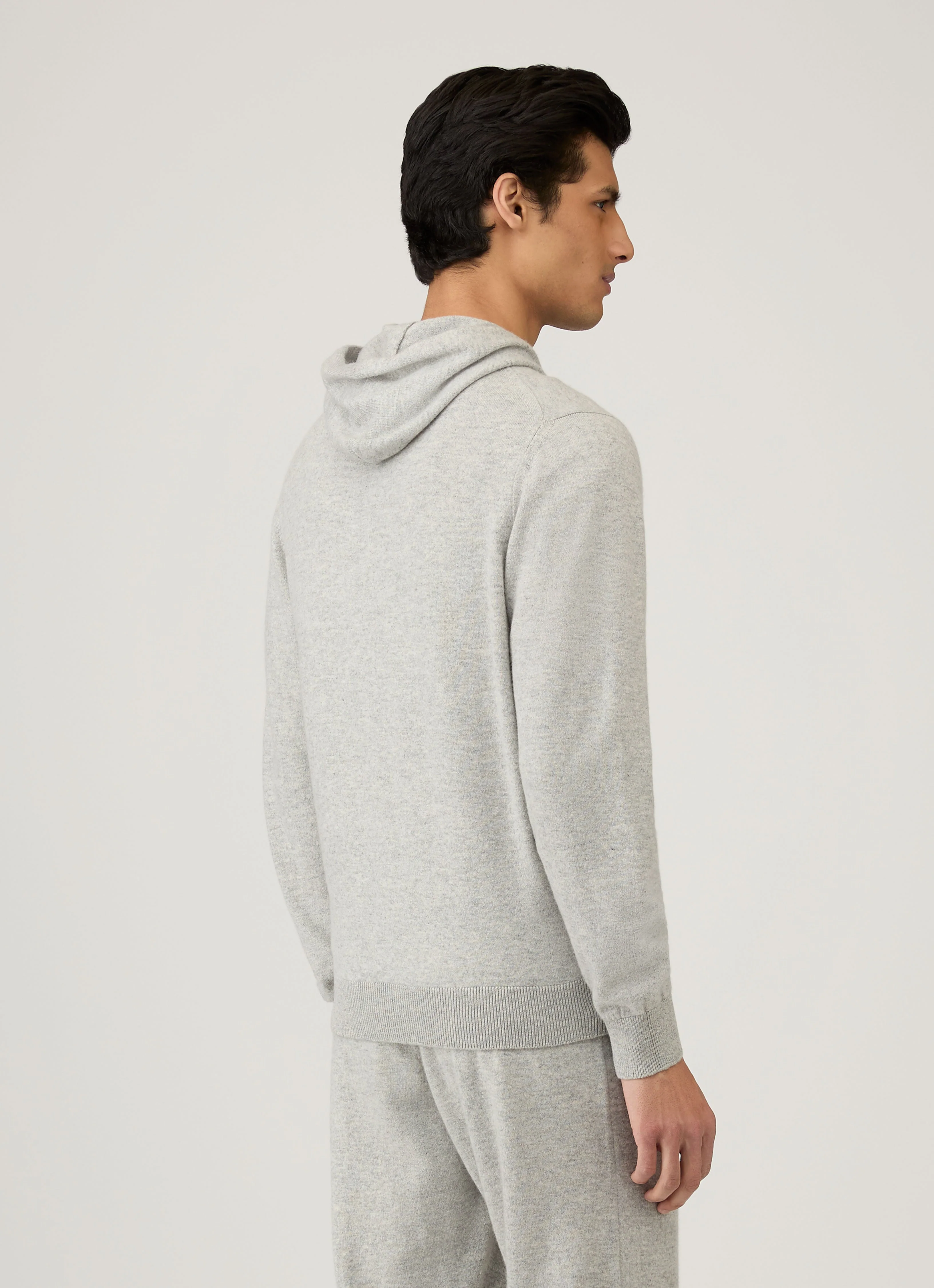 Men's Cashmere Hoodie in Grey Melange - Image 5
