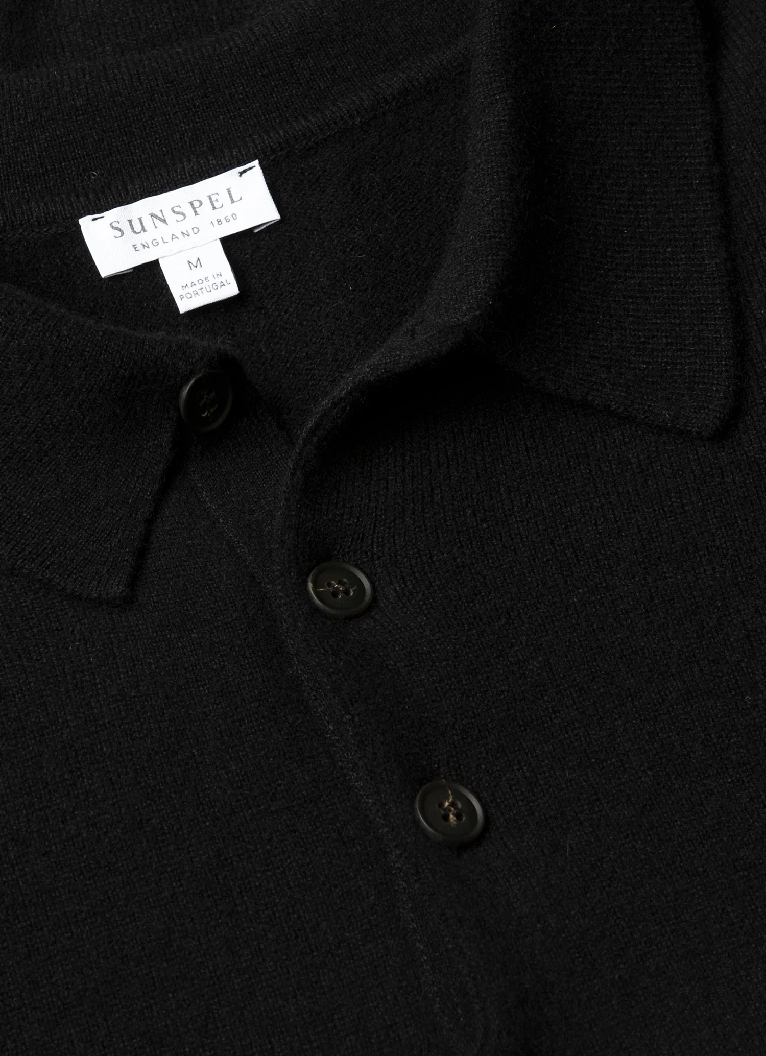 Men's Cashmere Knitted Polo Shirt in Black - Image 4